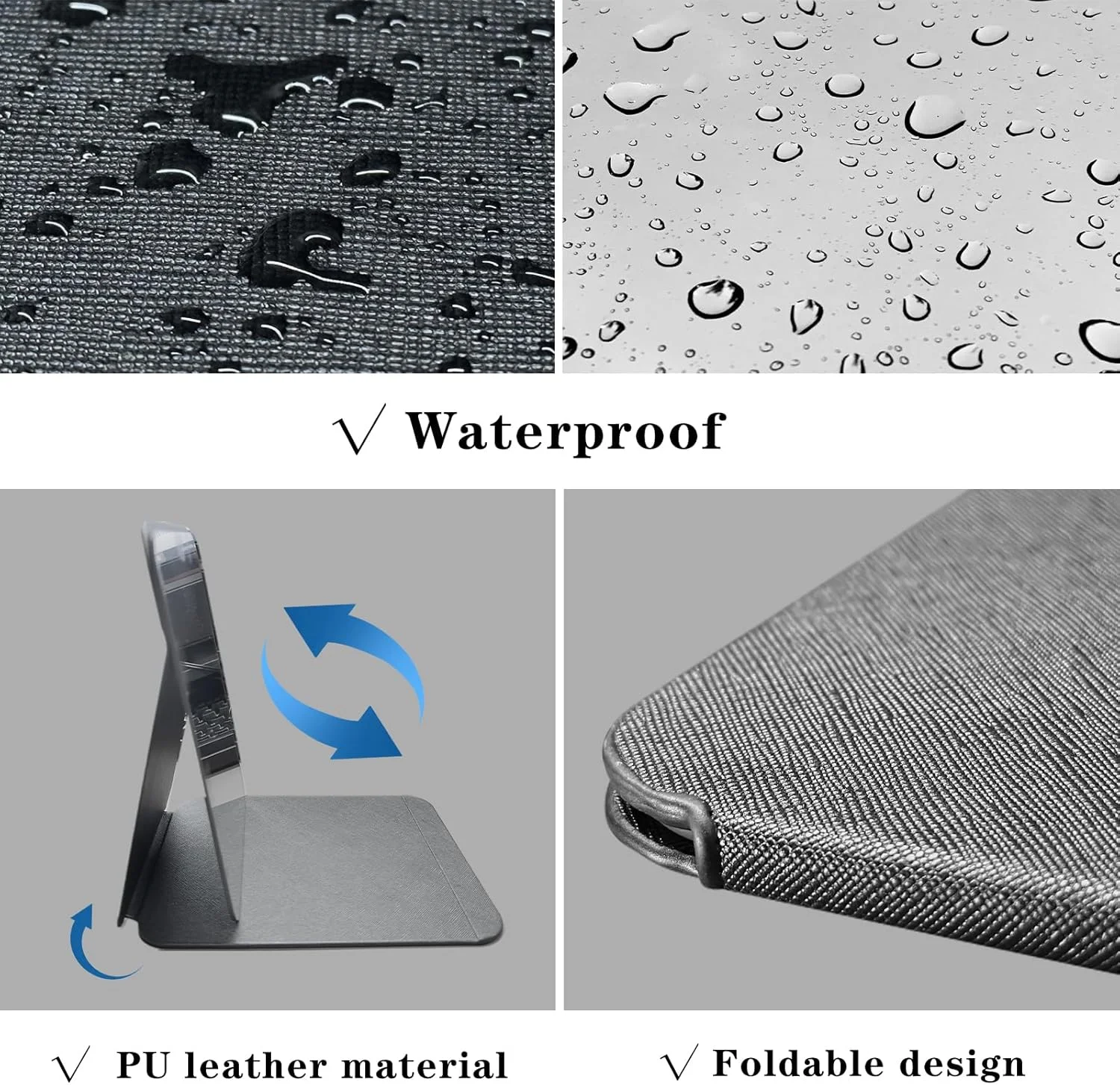 آینه رومیزی تاشو FINEASY، 24x17.5 سانتی متر، آینه مسافرتی چرمی PU با یک آینه دایره ای کوچک، آینه فشرده فوق العاده HD با پایه قابل حمل، آینه های آرایشی برای میز کار اداری کمپینگ (سفید)