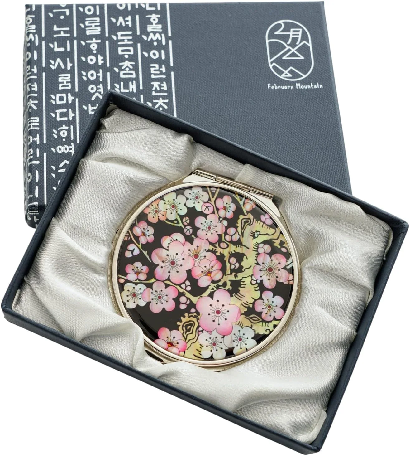 آینه جیبی دو طرفه صدفی فوریه مانتین - هدیه برای زنان، مادر و خواهر - ایده تولد و کریسمس خاص - شیک و مناسب سفر