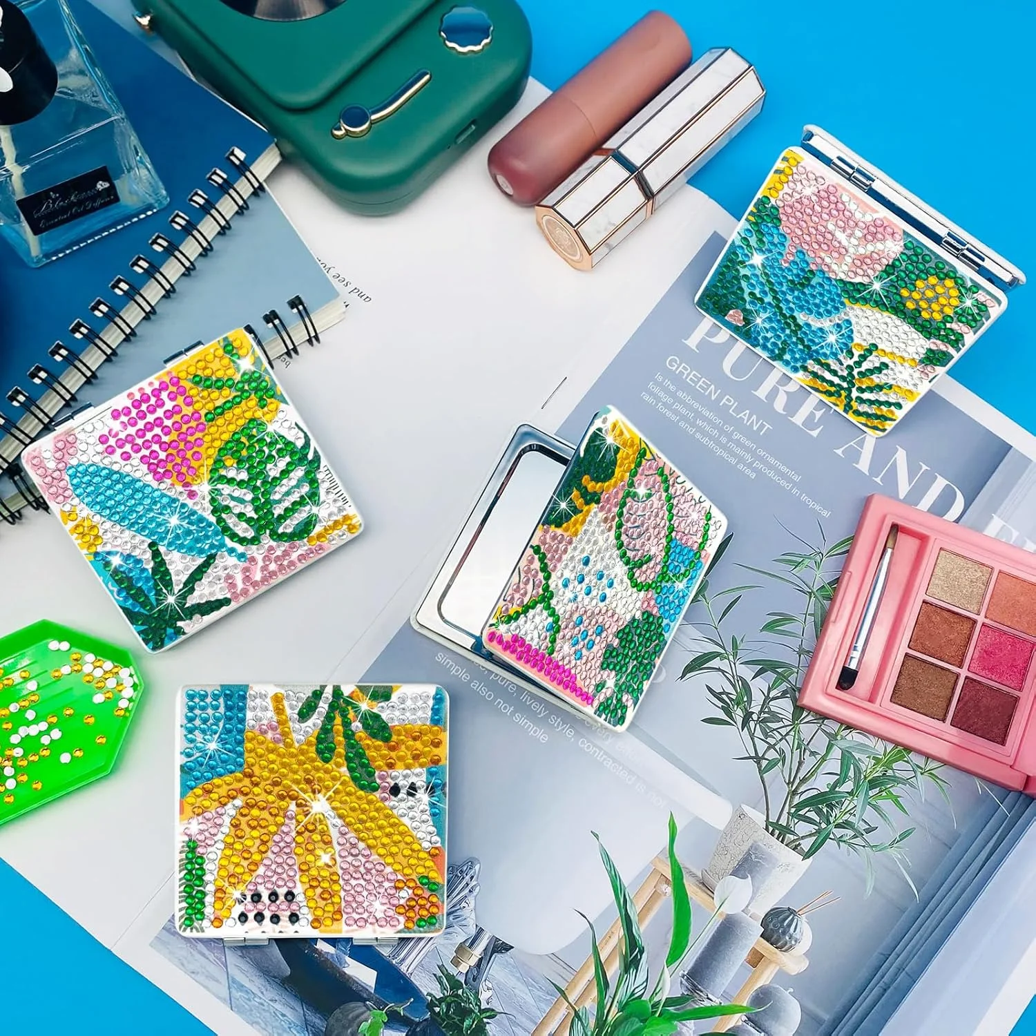 آینه آرایشی تاشو قابل حمل با نقاشی الماس طرح گل، آینه هنری الماس DIY، آینه آرایشی 4 عددی، هدیه تولد کریسمس برای زنان و دختران آینه آرایشی تاشو قابل حمل با نقاشی الماس طرح گل، آینه هنری الماس DIY، آینه آرایشی 4 عددی، هدیه تولد کریسمس برای زنان و دختران