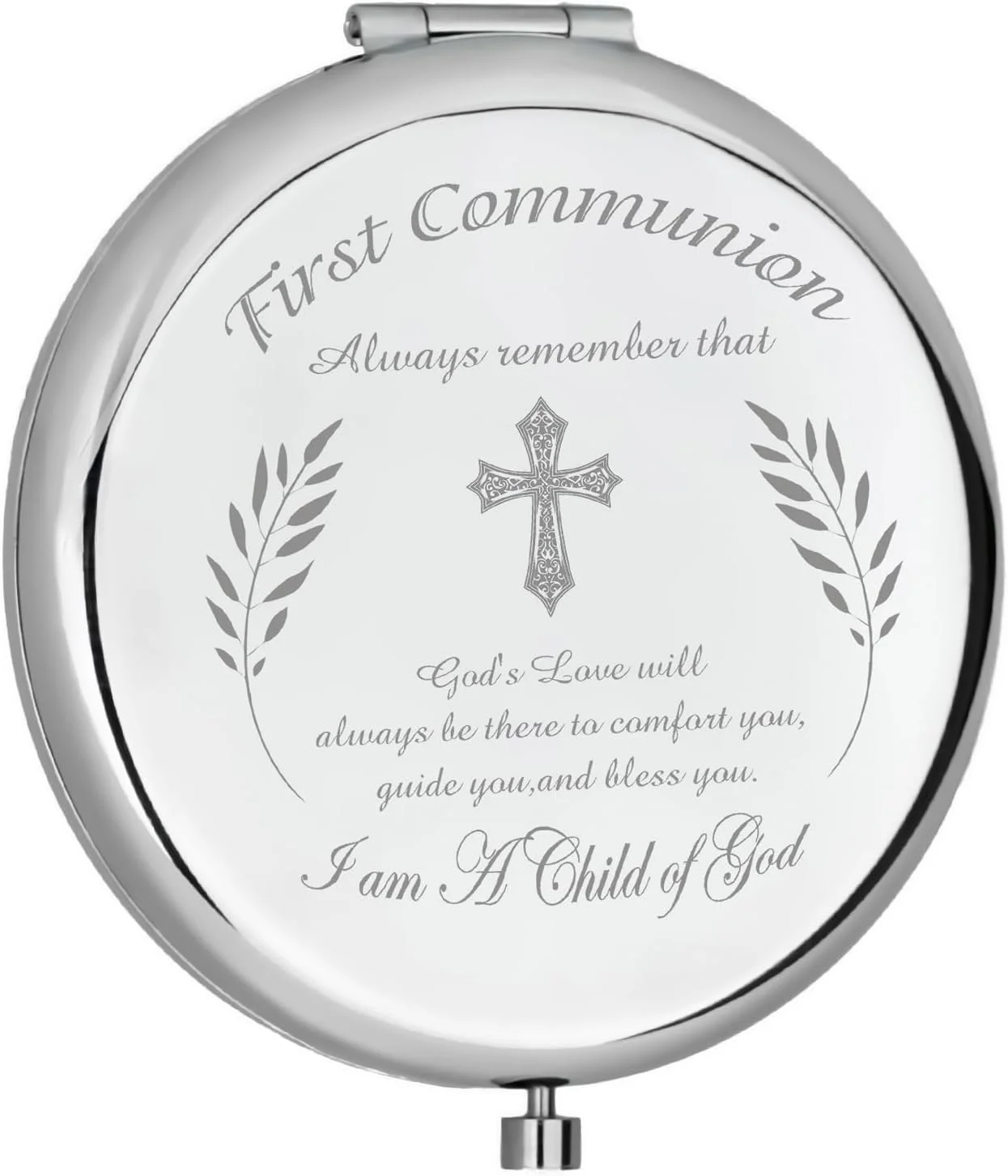 آینه جیبی مسیحی DSKOBT، هدیه ای برای مراسم عشاء ربانی، غسل تعمید، فارغ التحصیلی مذهبی برای زنان، دختران، خواهران کاتولیک و دوستان (دعای خیر برای دختر کوچک)
