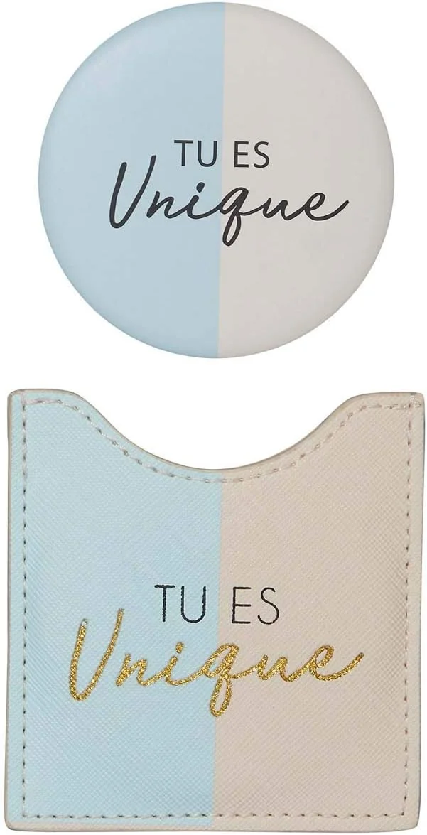دراگر پاریس 1886 - آینه جیبی گرد Tu es unique برای همراه داشتن در همه جا، مناسب برای تمام مناسبت ها - ابعاد 8.5 سانتی متر در 8 سانتی متر