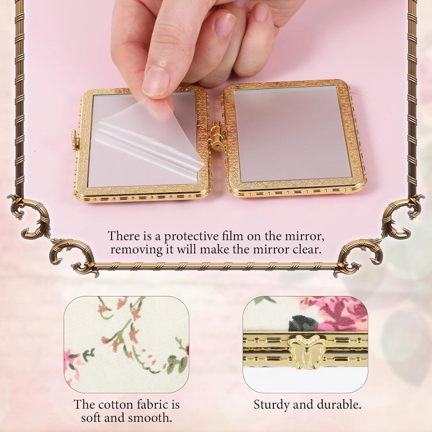 EupHHonycs بسته 16 عددی آینه کوچک جیبی با طرح گل رز، آینه آرایشی مسافرتی تاشو و قابل حمل با طرح گل، مناسب مهمانی چای، هدیه برای خانم ها