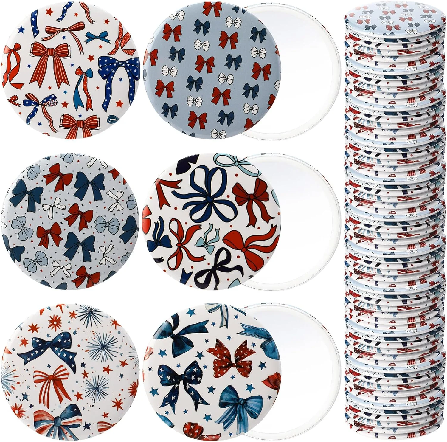 آینه جیبی سین وُیس طرح پاپیون قرمز، سفید و آبی، بسته 48 عددی، مناسب مهمانی های چهارم جولای آمریکا، آینه آرایشی مسافرتی قابل حمل آینه جیبی سین وُیس طرح پاپیون قرمز، سفید و آبی، بسته 48 عددی، مناسب مهمانی های چهارم جولای آمریکا، آینه آرایشی مسافرتی قابل حمل