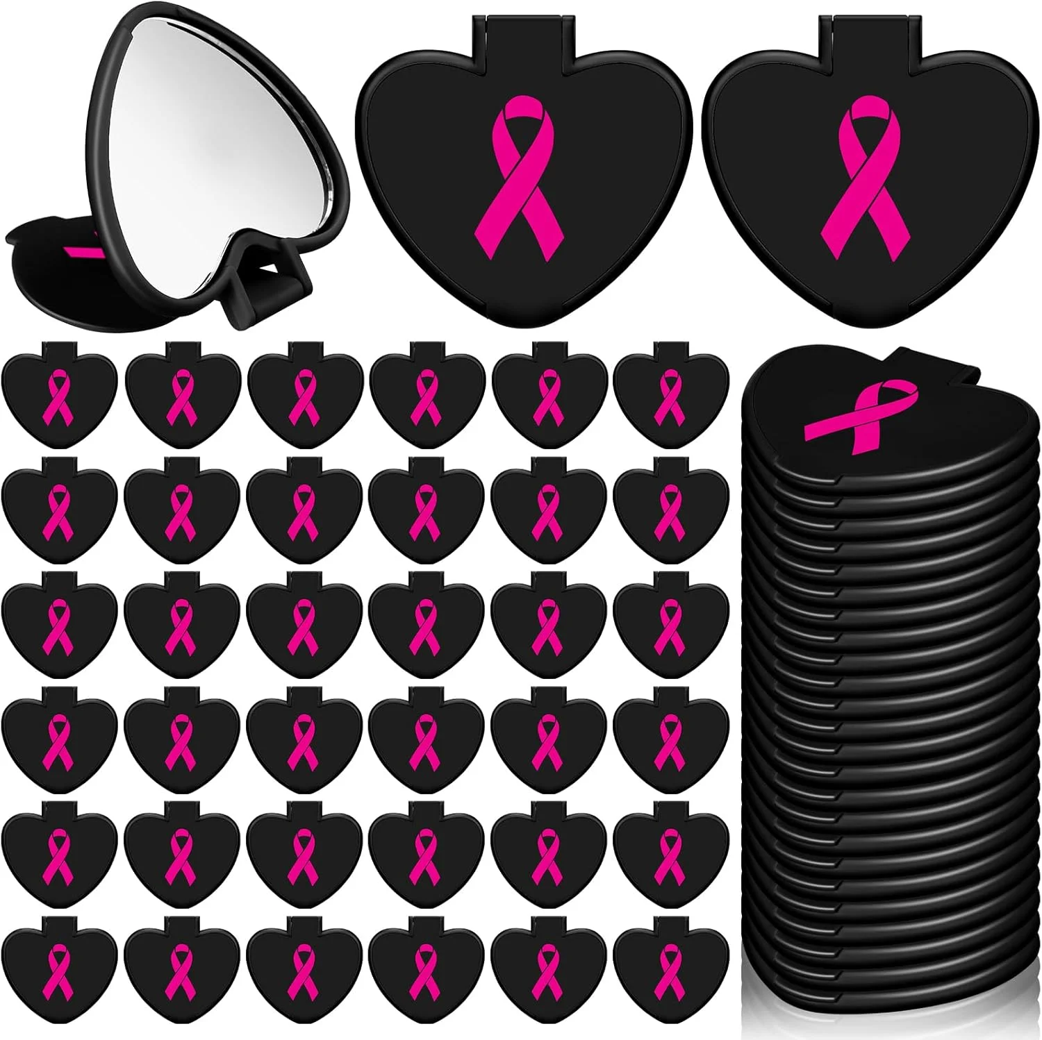 آینه آرایشی تاشو کوچک کولینگ میل، بسته 48 عددی، هدیه ای برای آگاهی از سرطان سینه، آینه جیبی کوچک قلبی شکل قابل حمل، لوازم جانبی آگاهی از سرطان سینه برای زنان (مشکی) آینه آرایشی تاشو کوچک کولینگ میل، بسته 48 عددی، هدیه ای برای آگاهی از سرطان سینه، آینه جیبی کوچک قلبی شکل قابل حمل، لوازم جانبی آگاهی از سرطان سینه برای زنان (مشکی)