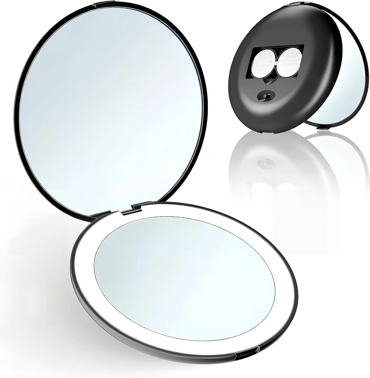 آینه جیبی قابل حمل Colexy، آینه آرایشی دو طرفه با نور LED، آینه جیبی قابل حمل، آینه کوچک آرایشی با بزرگنمایی 1X/2X مناسب کیف دستی (مشکی) آینه جیبی قابل حمل Colexy، آینه آرایشی دو طرفه با نور LED، آینه جیبی قابل حمل، آینه کوچک آرایشی با بزرگنمایی 1X/2X مناسب کیف دستی (مشکی)