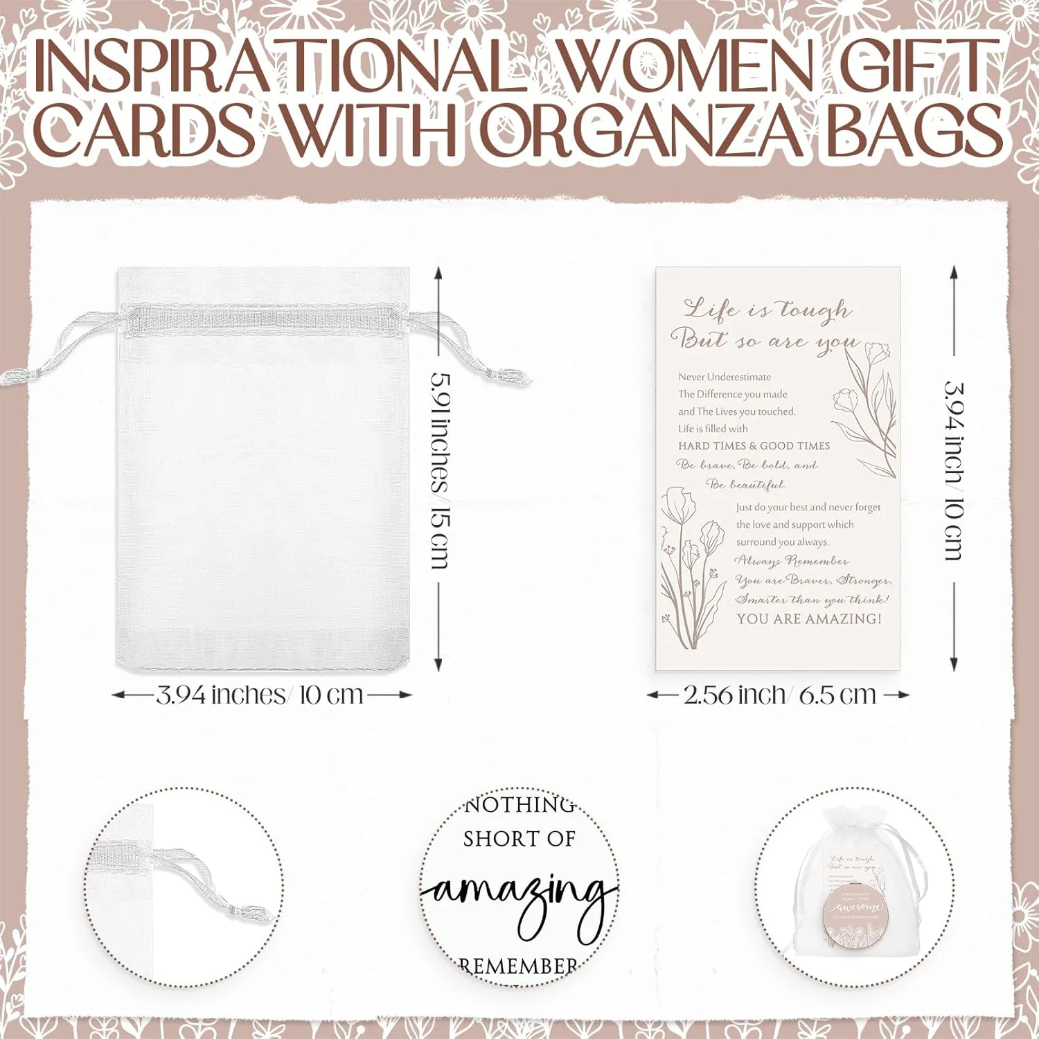 ست 24 عددی آینه جیبی الهام بخش CroBlissful، آینه آرایشی فشرده انگیزشی برای کیف پول، آینه تاشو دو طرفه به همراه کارت هدیه الهام بخش و کیف برای زنان