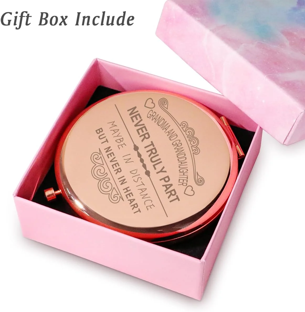 Daricano Personalized Gifts for Grandma, Unique Mother Day Birthday Gifts for Grandmother, Best Grandma Gifts, Sentimental Grammy Gift from Granddaughter, Engraved Compact Mirror