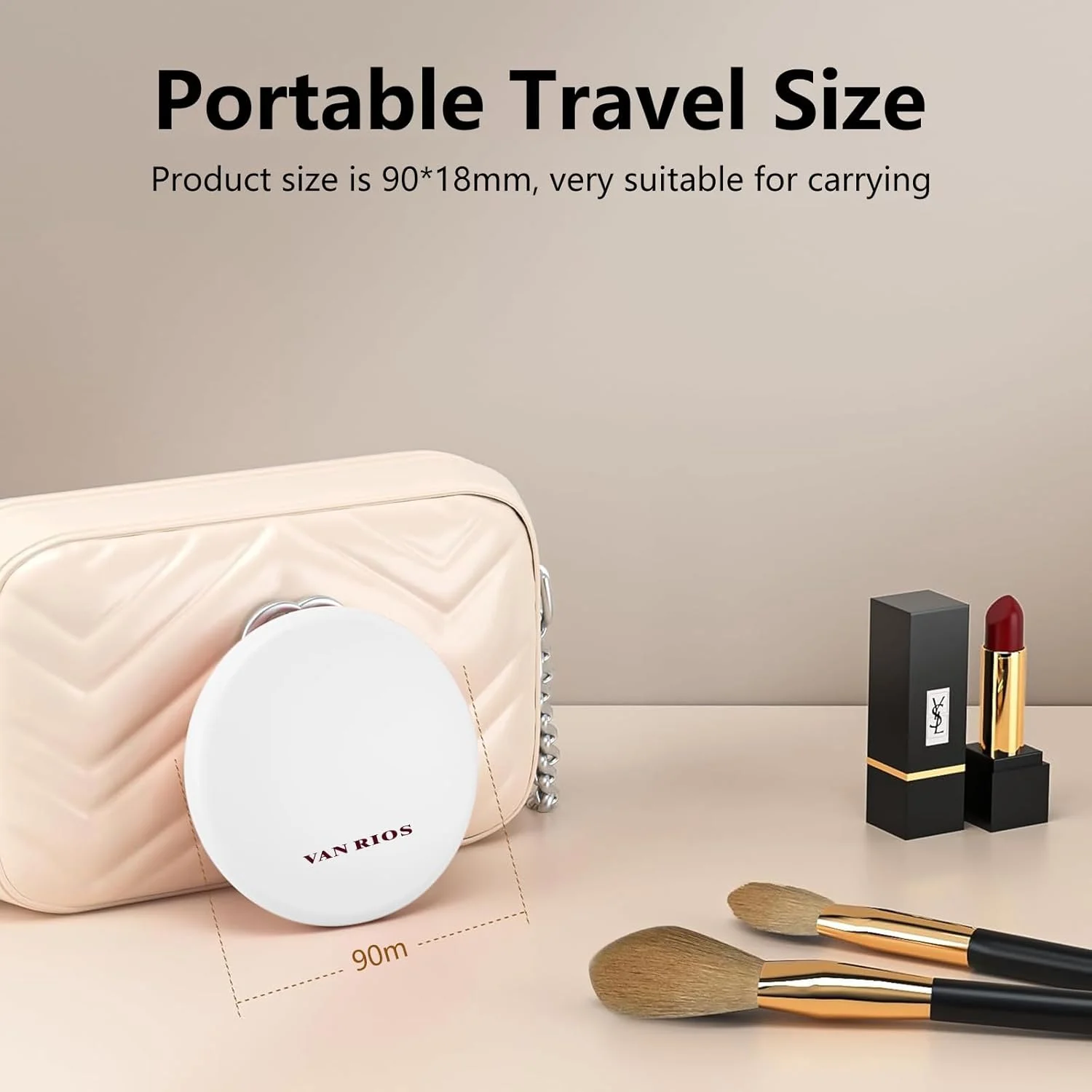 آینه آرایشی مسافرتی قابل شارژ جمع و جور 3.5 اینچی، بزرگنمایی 10 برابر، طراحی تاشو دایره ای دو طرفه، آینه جیبی LED دار، آینه قابل حمل مناسب برای زنان، دختران، دانشجویان، هدیه ایده آل (سفید)