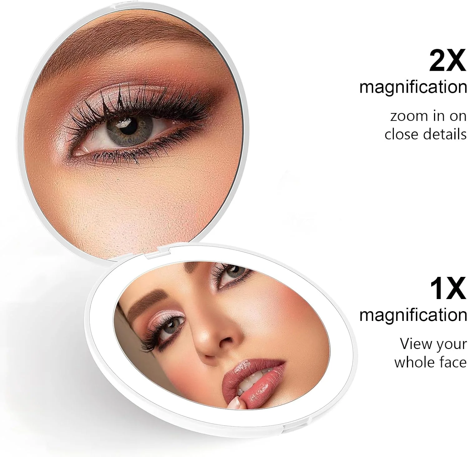 آینه جیبی قابل حمل Colexy، آینه آرایشی دو طرفه با نور LED، آینه جیبی قابل حمل، آینه کوچک آرایشی با بزرگنمایی 1X/2X مناسب کیف دستی (مشکی)