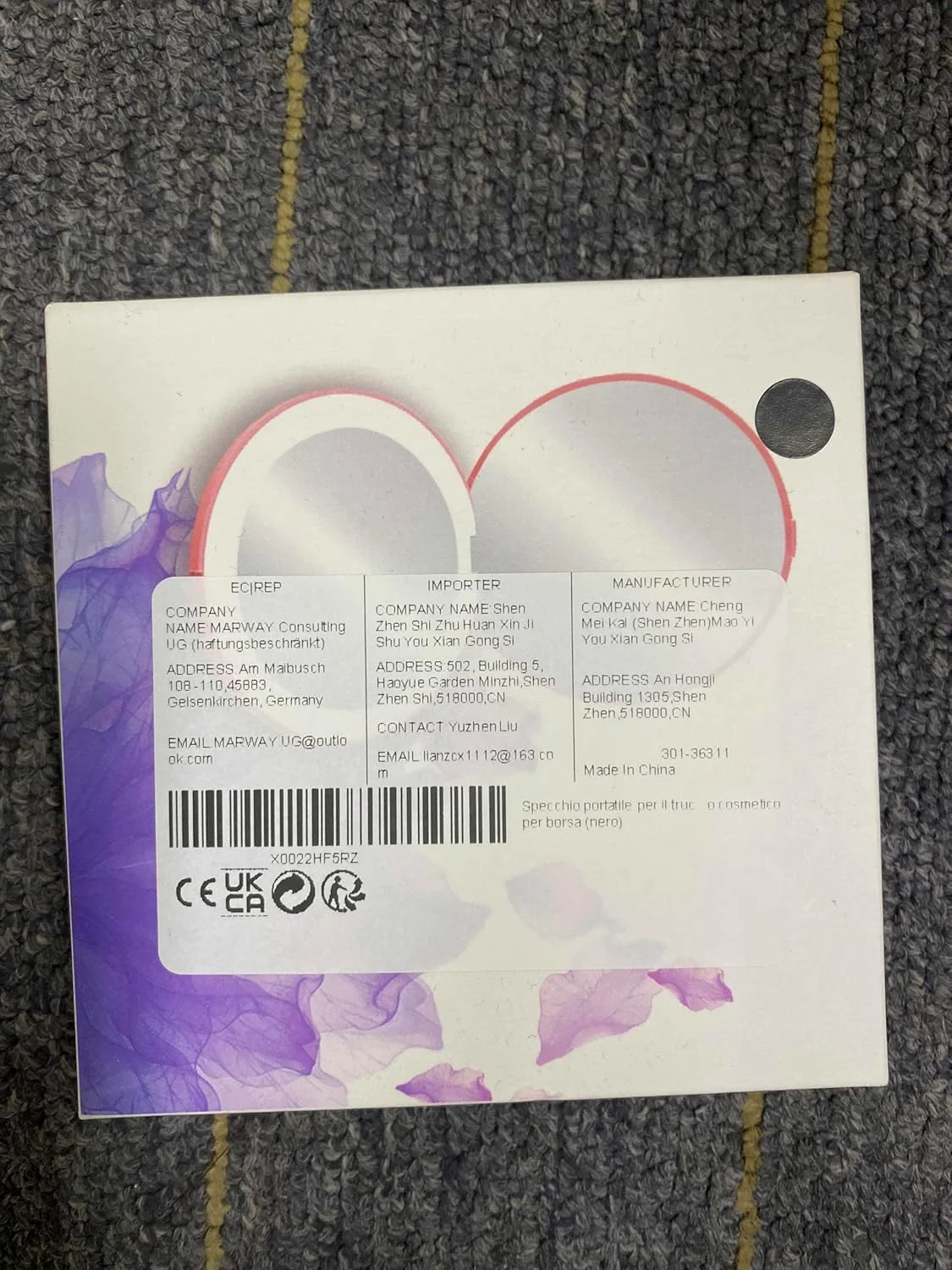 آینه جیبی قابل حمل Colexy، آینه آرایشی دو طرفه با نور LED، آینه جیبی قابل حمل، آینه کوچک آرایشی با بزرگنمایی 1X/2X مناسب کیف دستی (مشکی)