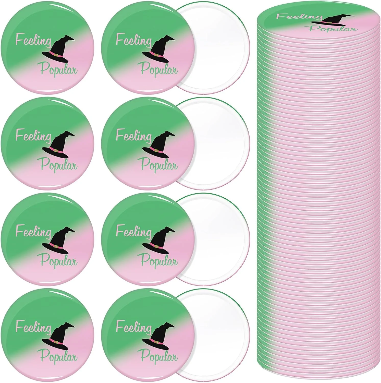 چونفول 36 عدد آینه آرایشی کوچک فشرده طرح جادوگر، هدیه مهمانی به رنگ سبز و صورتی، مناسب برای خانم ها، آینه جیبی مسافرتی فله ای، هدیه برای مهمانان طرفدار فیلم و مهمانی جادوگری