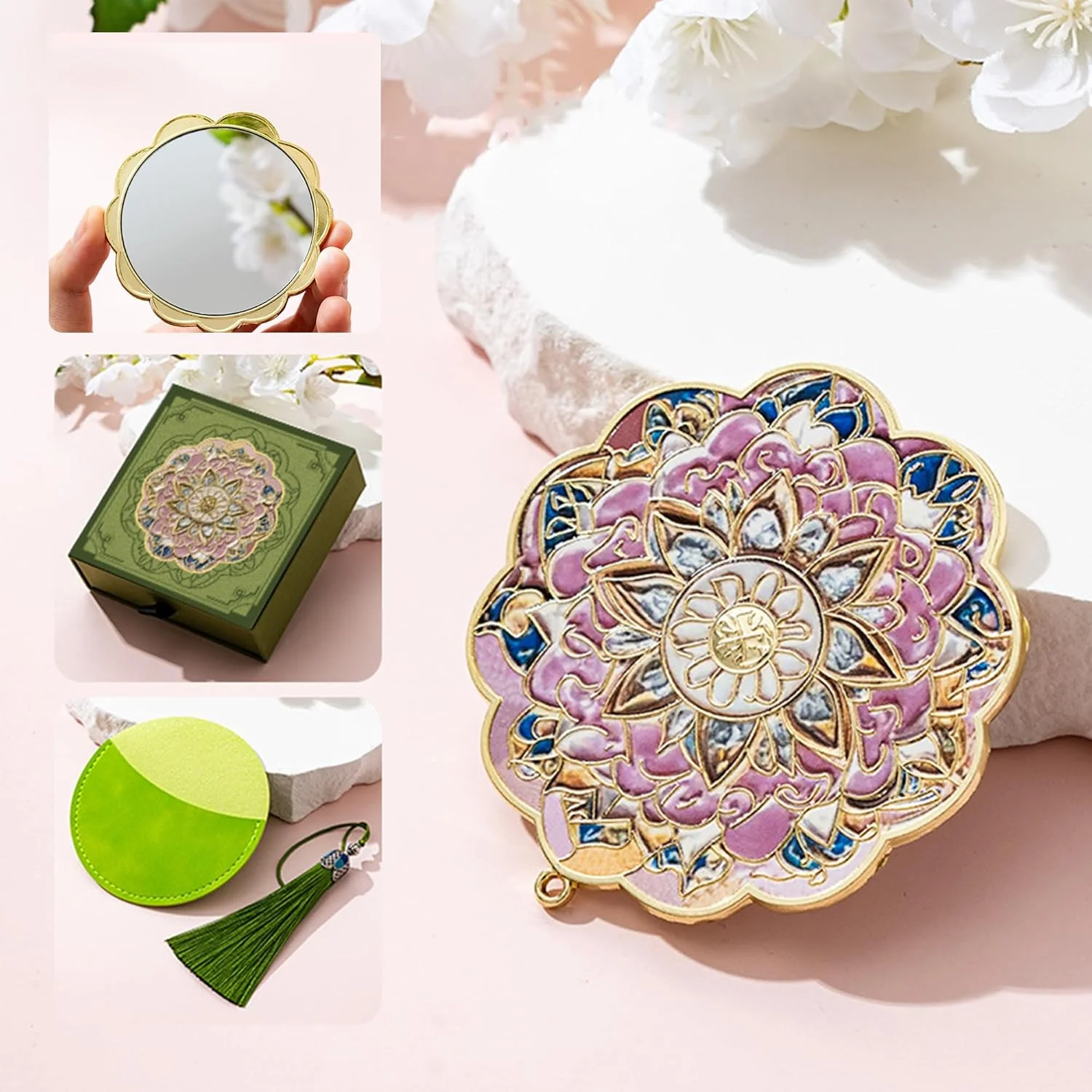 آینه جیبی تاشو طرح ماندالا گل بوهمی، دستی، مناسب کیف پول، مسافرت، میز کار، فانتزی، هدیه دخترانه، کوچک (سبز) آینه جیبی تاشو طرح ماندالا گل بوهمی، دستی، مناسب کیف پول، مسافرت، میز کار، فانتزی، هدیه دخترانه، کوچک (سبز)
