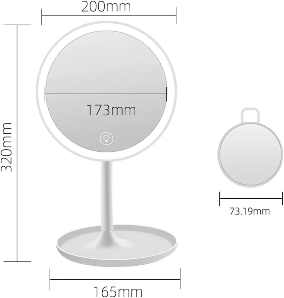 آینه آرایشی رومیزی CigyYogy با یک آینه کوچک فشرده دستی گرد مغناطیسی، اندازه کیف جیبی با چراغ - بزرگنمایی 1x/5x - هدیه ای عالی برای دختران و زنان، بسته 2 عددی