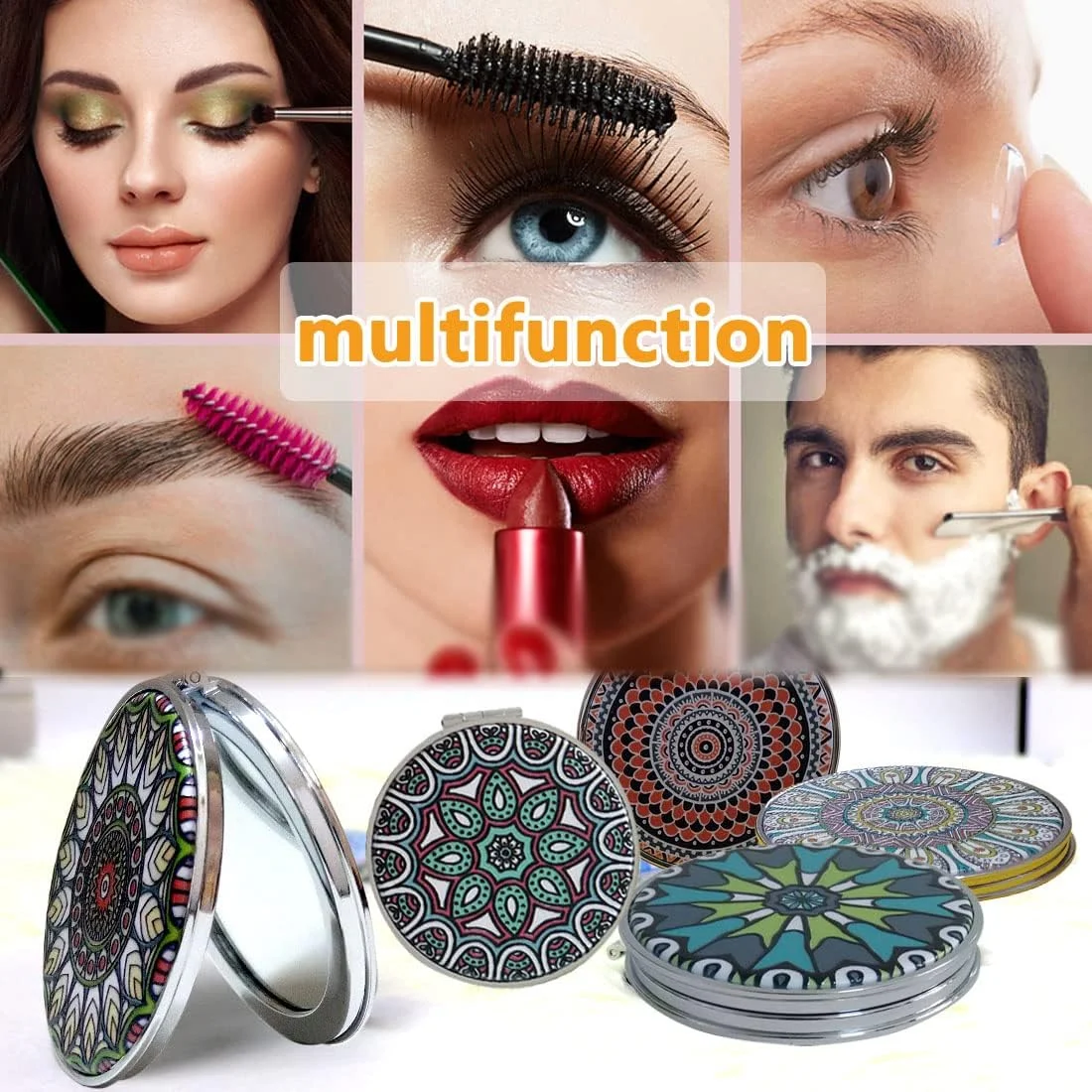 آینه جیبی فشرده CigyYogy با طرح های ماندالای برجسته ترکیبی، آینه آرایشی دستی بزرگنمایی شده مسافرتی کوچک تاشو قابل حمل - هدیه برای زنان دختران خانم ها آقایان بسته 6 عددی آینه جیبی فشرده CigyYogy با طرح های ماندالای برجسته ترکیبی، آینه آرایشی دستی بزرگنمایی شده مسافرتی کوچک تاشو قابل حمل - هدیه برای زنان دختران خانم ها آقایان بسته 6 عددی