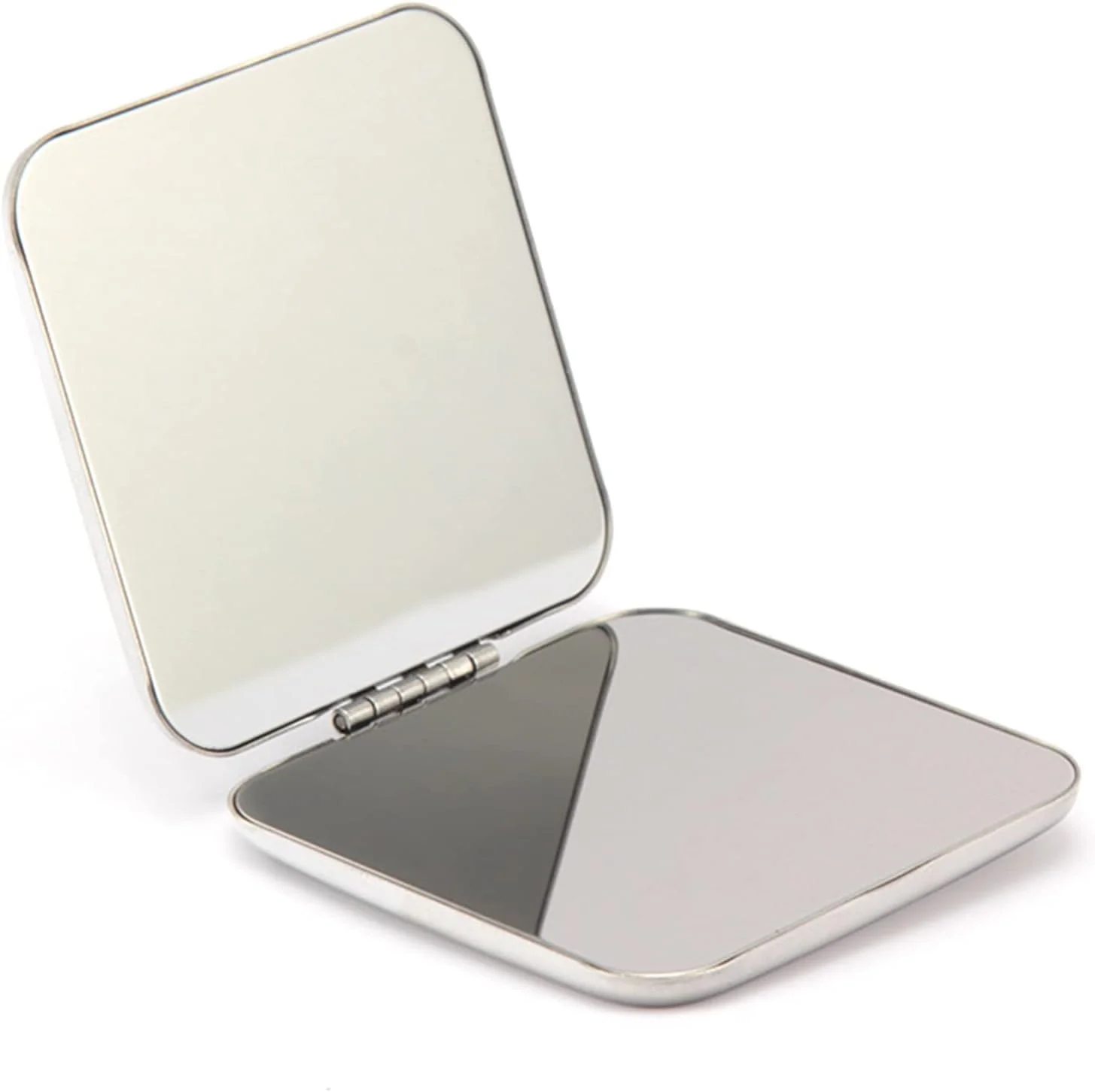 آینه جیبی Cdemiy، آینه آرایشی استیل ضد زنگ، آینه جمع و جور قابل حمل، آینه مسافرتی تاشو، آینه دستی برای استفاده از آرایش، مناسب سفر و کار (مربع)