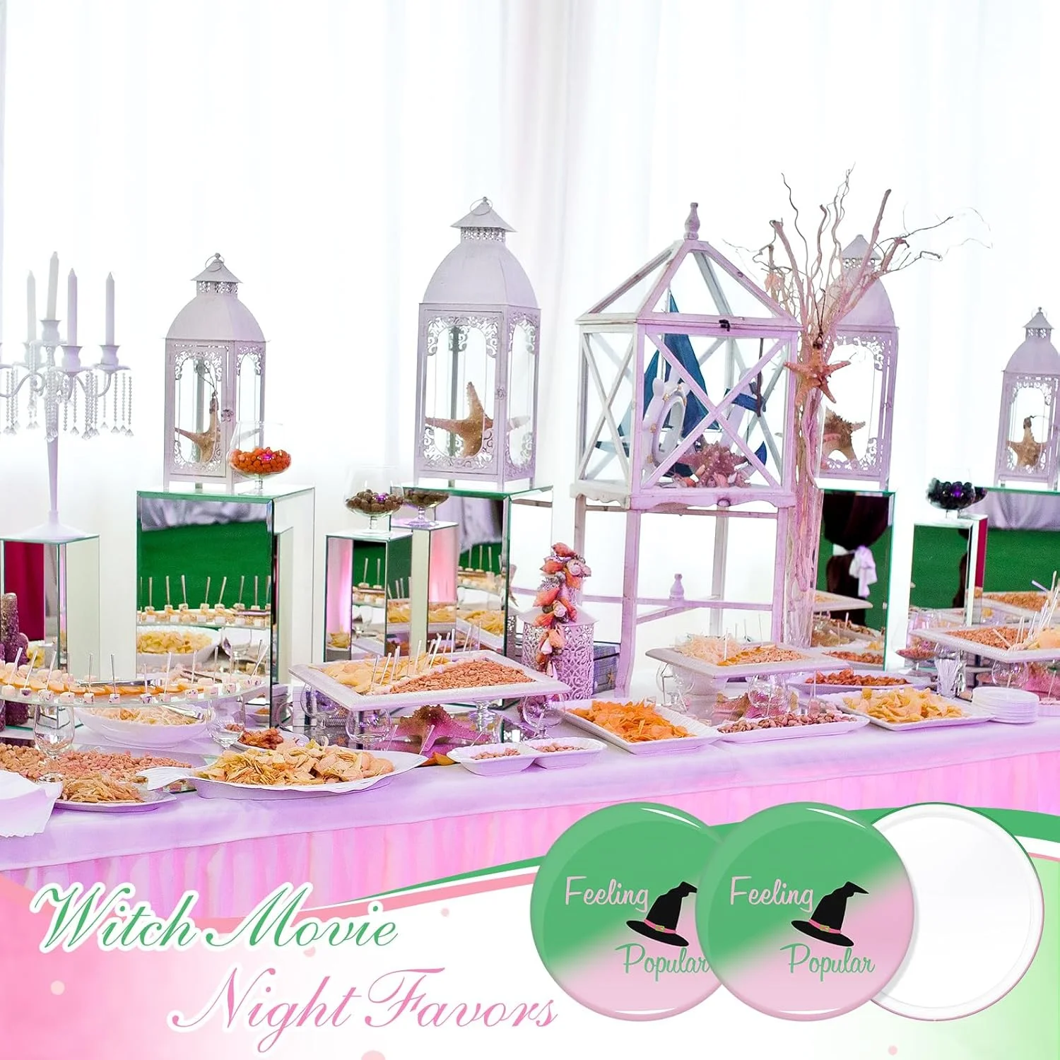 چونفول 36 عدد آینه آرایشی کوچک فشرده طرح جادوگر، هدیه مهمانی به رنگ سبز و صورتی، مناسب برای خانم ها، آینه جیبی مسافرتی فله ای، هدیه برای مهمانان طرفدار فیلم و مهمانی جادوگری