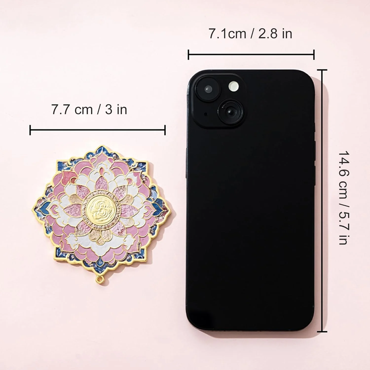 آینه جیبی تاشو طرح ماندالا گل بوهمی، دستی، مناسب کیف پول، مسافرت، میز کار، فانتزی، هدیه دخترانه، کوچک (سبز)