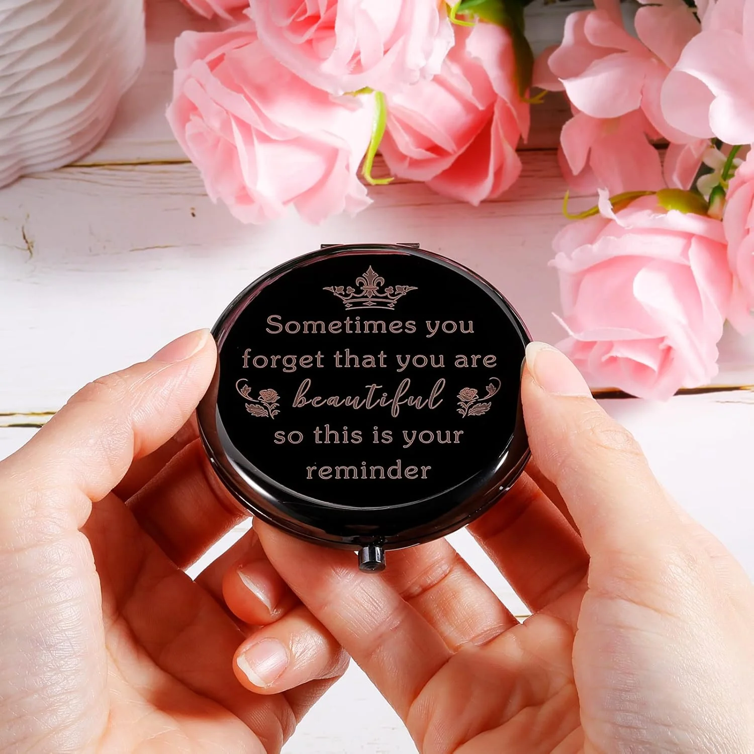 هدیه جوراب کریسمس، آینه آرایشی جمع و جور، هدیه تولد برای زنان، دختران، خواهران، مادر، دوستان، بهترین دوست، همسر، هدیه آینه جیبی الهام بخش برای روز ولنتاین و جشن فارغ التحصیلی