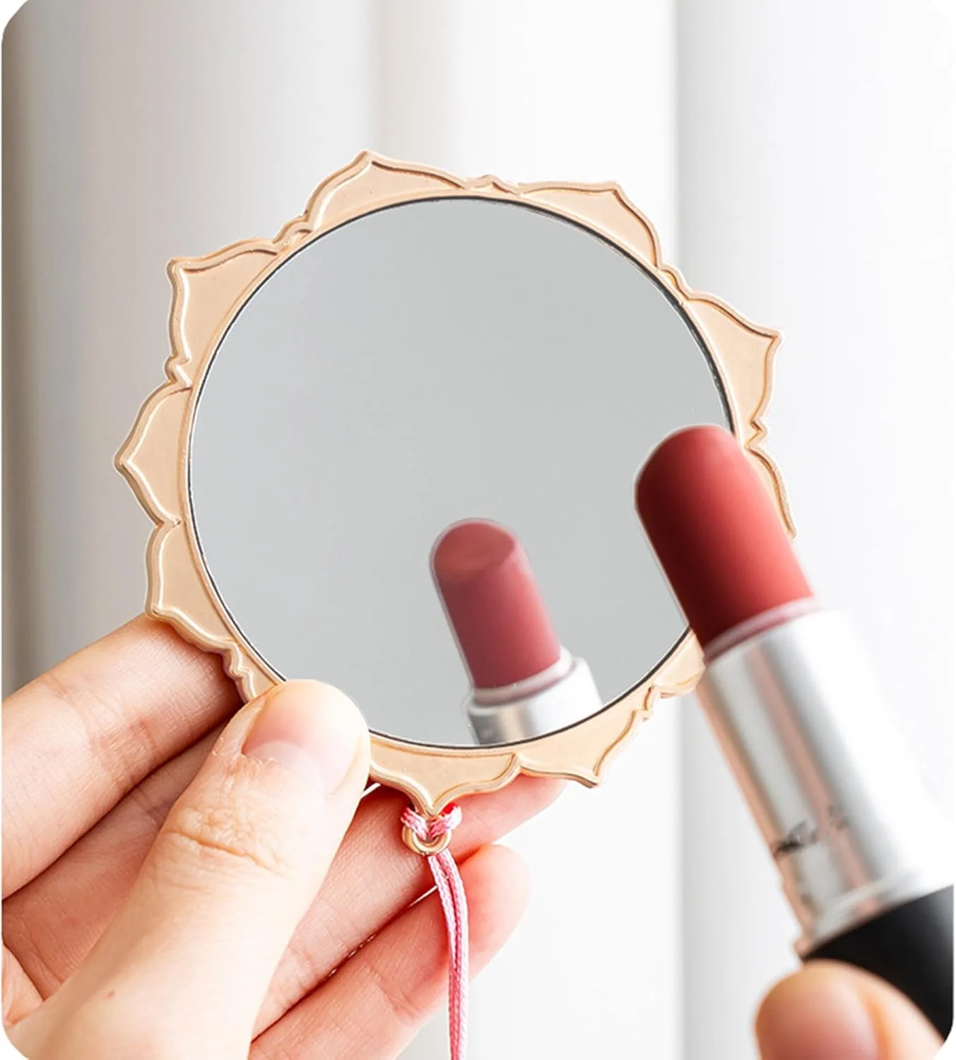 آینه جیبی تاشو طرح ماندالا گل بوهمی، دستی، مناسب کیف پول، مسافرت، میز کار، فانتزی، هدیه دخترانه، کوچک (سبز)