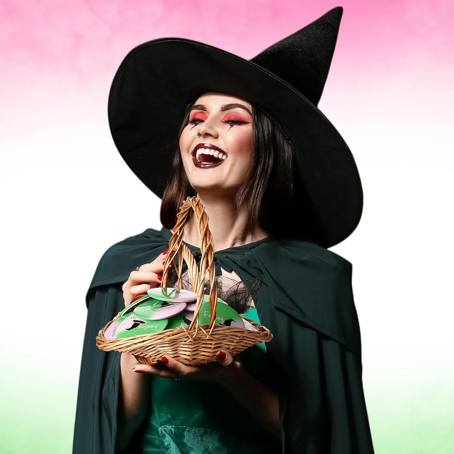 چونفول 36 عدد آینه آرایشی کوچک فشرده طرح جادوگر، هدیه مهمانی به رنگ سبز و صورتی، مناسب برای خانم ها، آینه جیبی مسافرتی فله ای، هدیه برای مهمانان طرفدار فیلم و مهمانی جادوگری