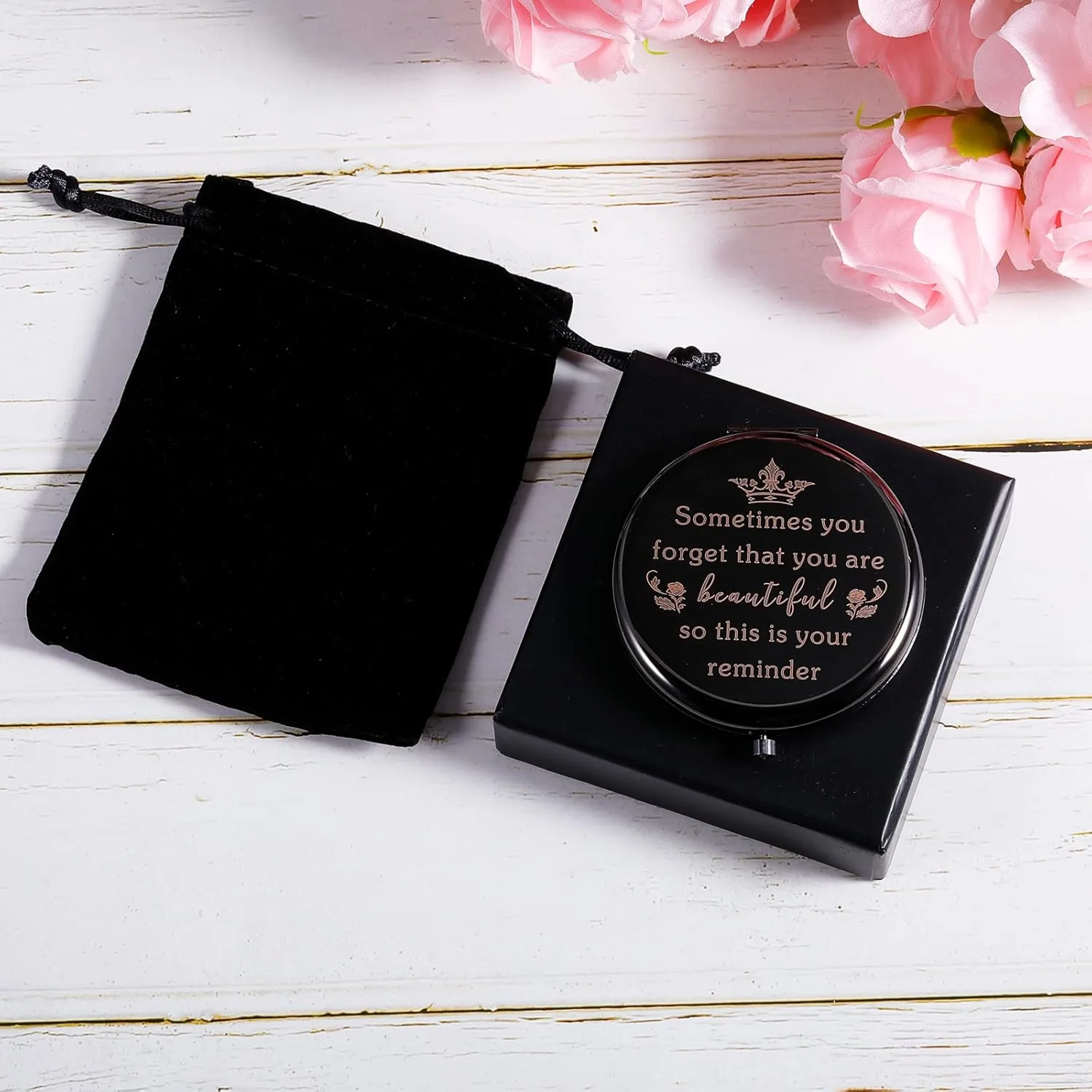 هدیه جوراب کریسمس، آینه آرایشی جمع و جور، هدیه تولد برای زنان، دختران، خواهران، مادر، دوستان، بهترین دوست، همسر، هدیه آینه جیبی الهام بخش برای روز ولنتاین و جشن فارغ التحصیلی