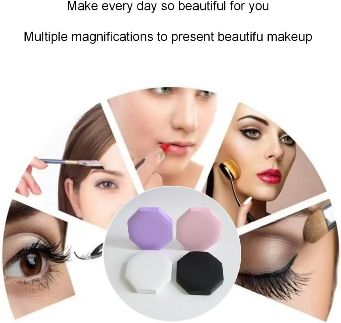 آینه مسافرتی CICIWI با نور، آینه بزرگنمایی فشرده 1x/3x قابل شارژ، آینه آرایشی LED دستی، 3 تنظیمات نور، آینه جیبی کم نور، قابل حمل برای کیف دستی، جیب، کیف پول (مشکی)