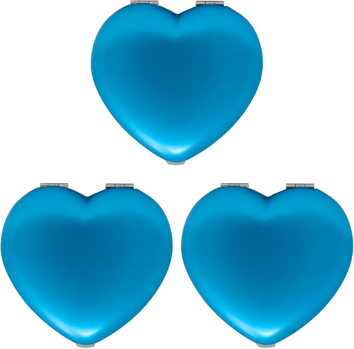 آینه آرایشی تاشو جیبی جمع و جور قلب آبی دو طرفه (بزرگنمایی 5 برابر + بزرگنمایی 1 برابر) در جعبه هدیه برای مسافرت، تولد، عروسی