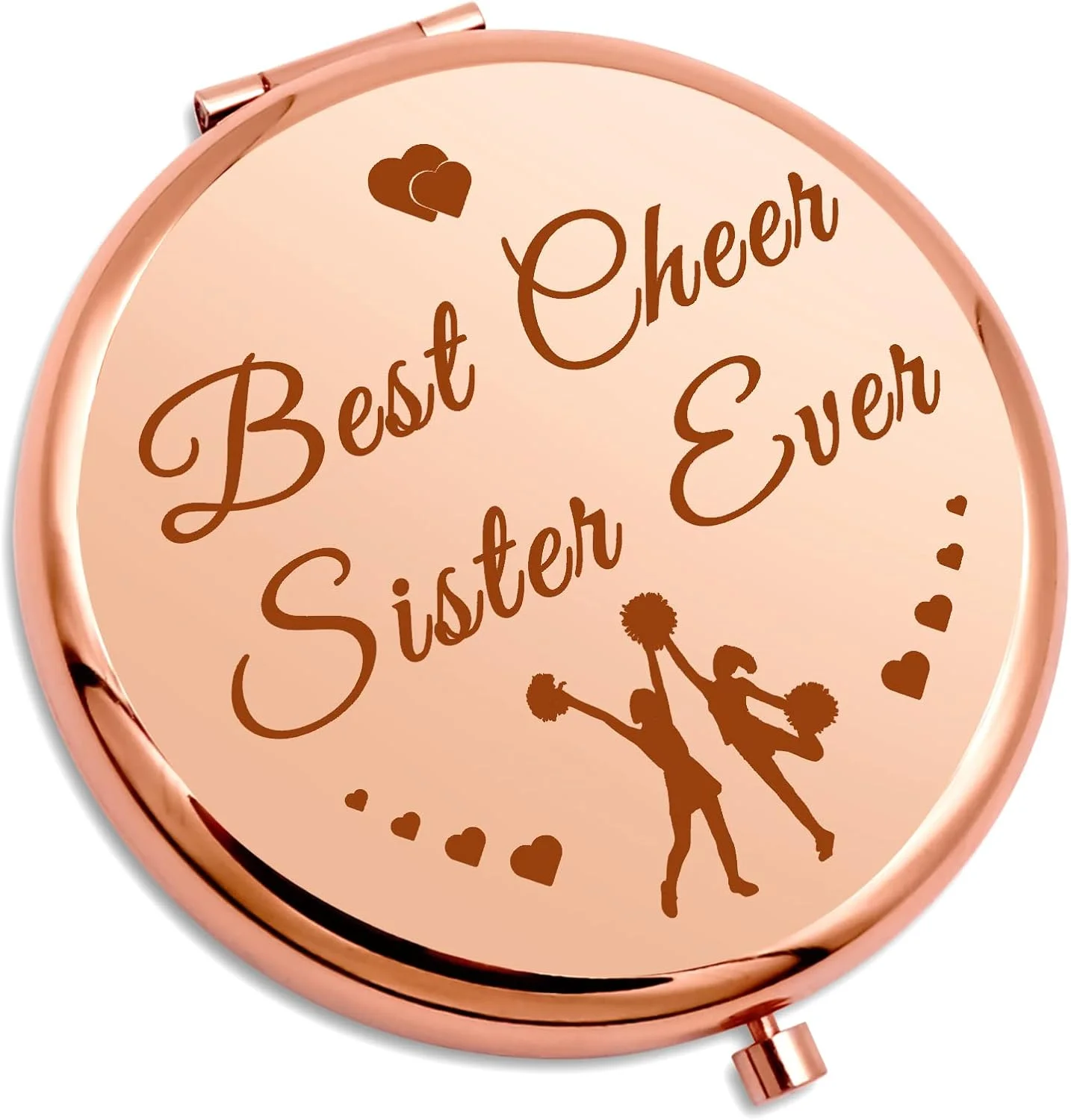 آینه آرایشی جمع و جور با طرح هدیه تشویق برای خواهر، هدیه تیمی تشویق، آینه مسافرتی آرایشی برای خواهر، دوست، هدیه تولد، آینه جیبی، رزگلد