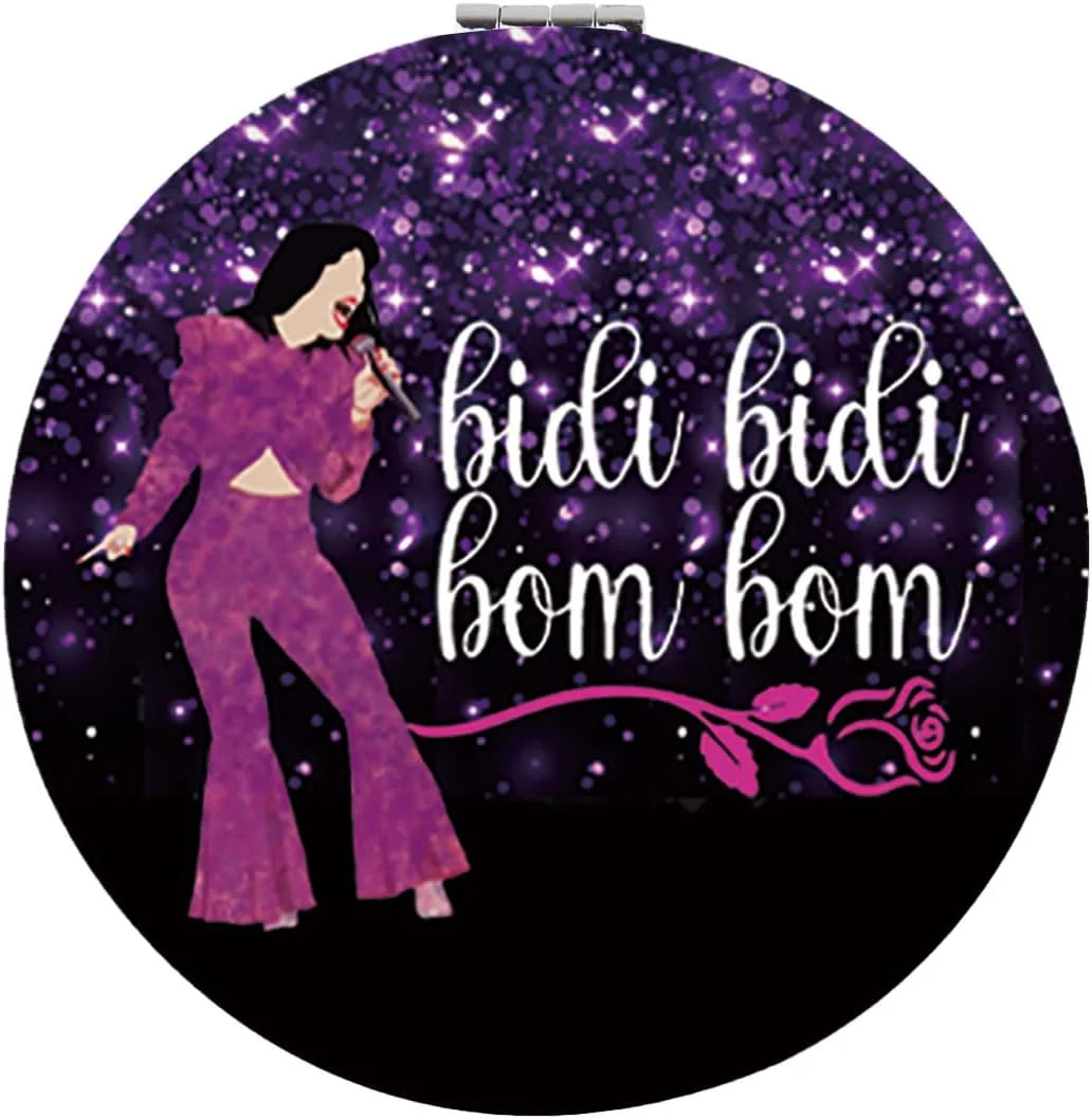 آینه جیبی جمع و جور BLEOUK Singer Selen با طرح Bidi Bidi Bom Bom، هدیه ای با اشعار خواننده لاتین برای طرفداران (آینه Bidi Bom)