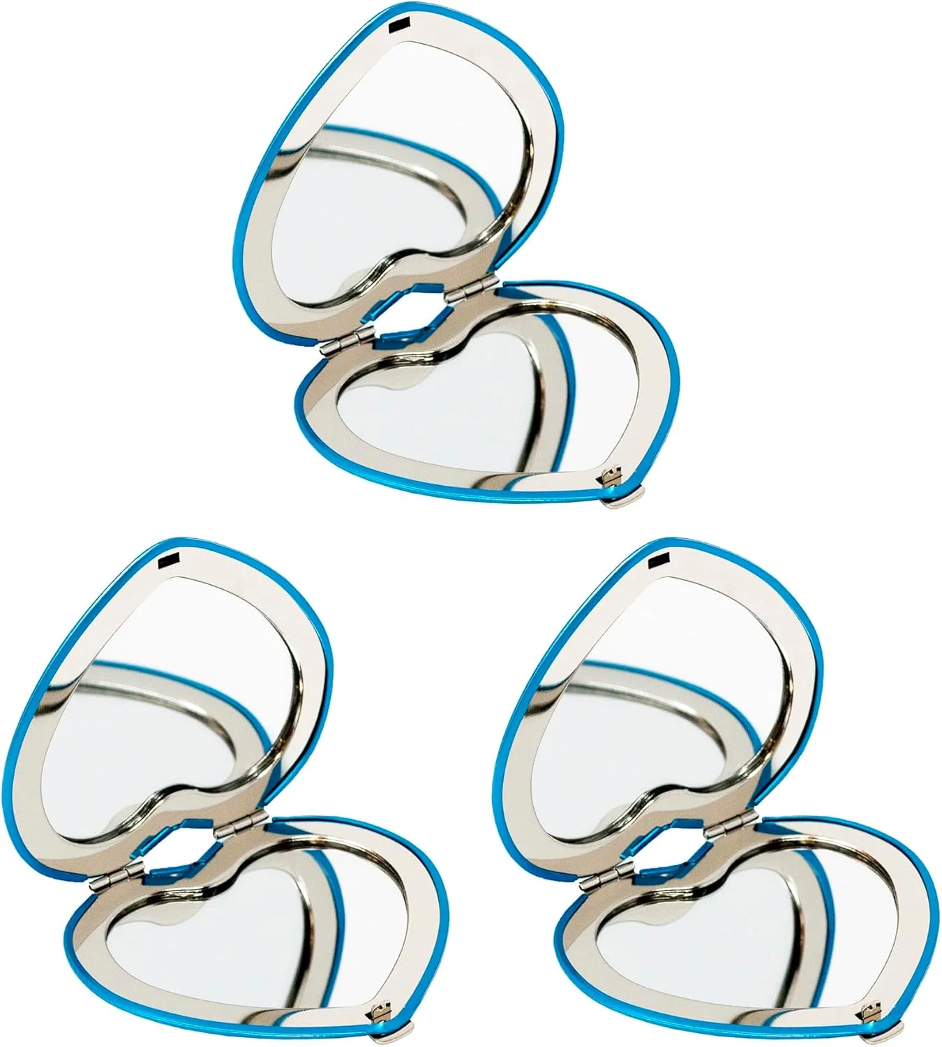 آینه آرایشی تاشو جیبی جمع و جور قلب آبی دو طرفه (بزرگنمایی 5 برابر + بزرگنمایی 1 برابر) در جعبه هدیه برای مسافرت، تولد، عروسی