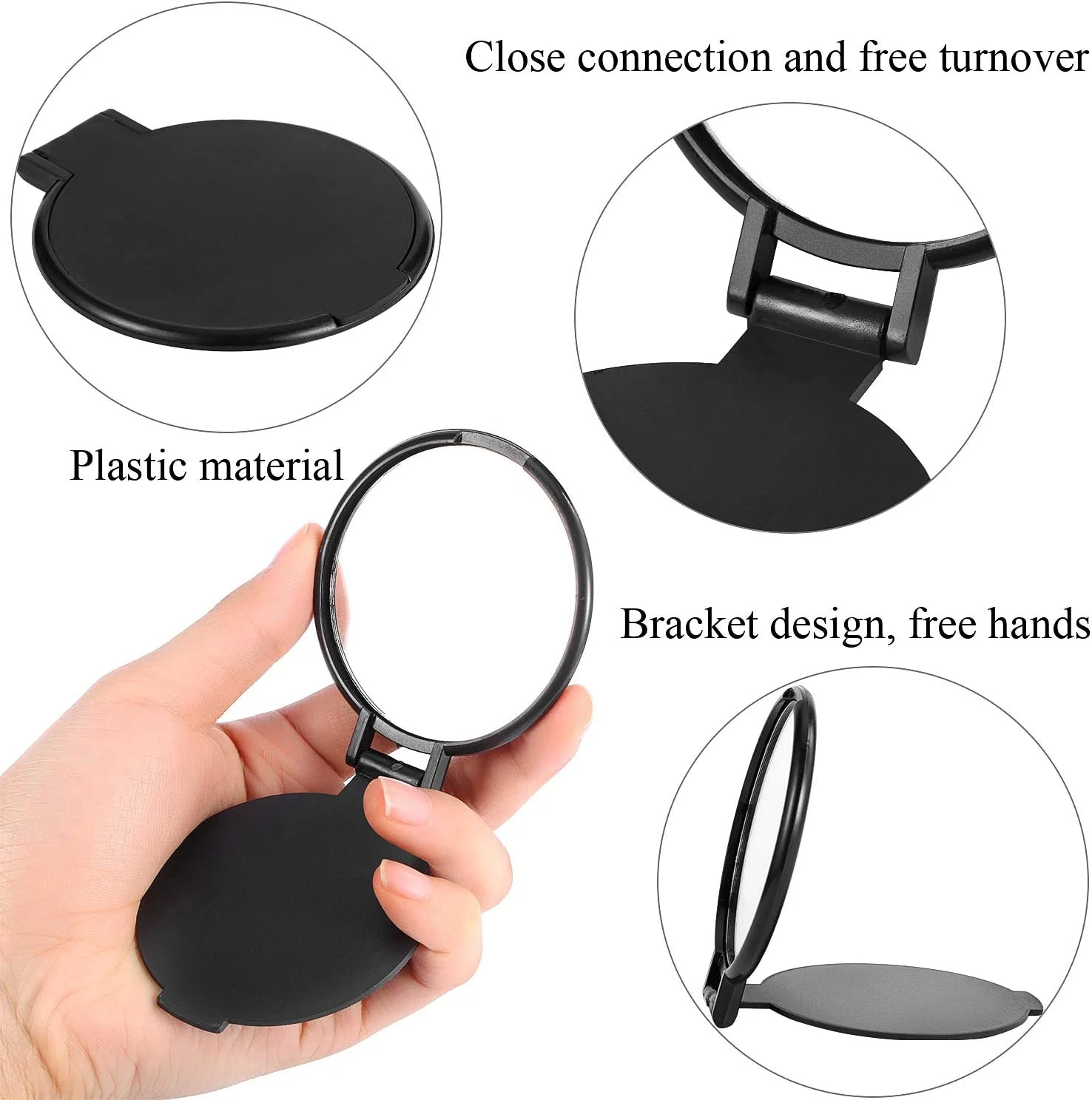 آینه جیبی تاشو کوچک Blulu، 24 عدد، آینه آرایشی گرد قابل حمل برای استفاده روزانه زنان و دختران، 2 رنگ (سیاه، سفید)