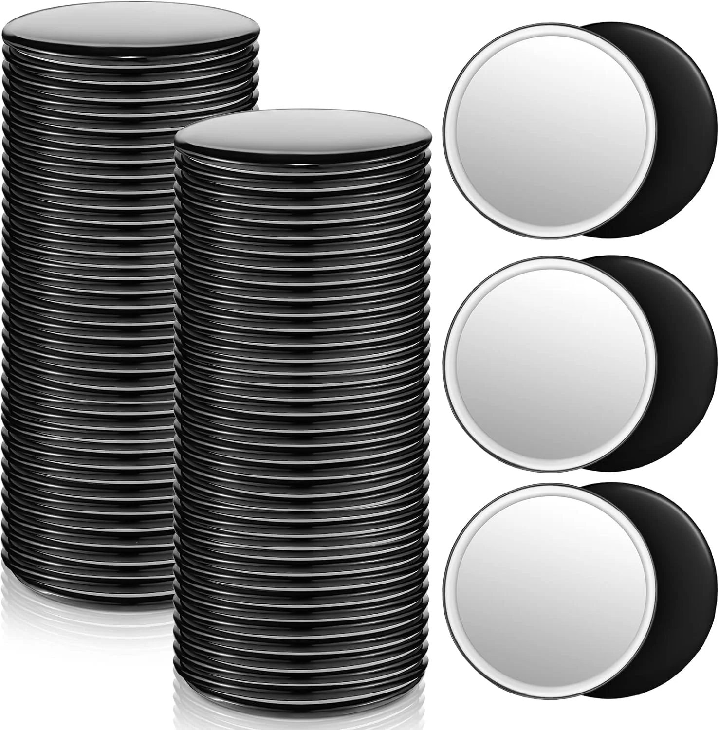 آینه آرایشی فشرده Blulu، بسته آینه های کوچک قابل حمل برای کیف دستی، آینه جیبی گرد کوچک، آینه شیشه ای آرایشی، آینه شخصی برای استفاده روزانه و مسافرت خانم ها، 2.76 اینچ (مشکی، 72 عدد)