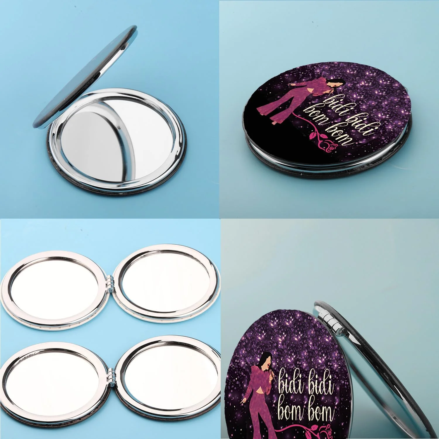 آینه جیبی جمع و جور BLEOUK Singer Selen با طرح Bidi Bidi Bom Bom، هدیه ای با اشعار خواننده لاتین برای طرفداران (آینه Bidi Bom)