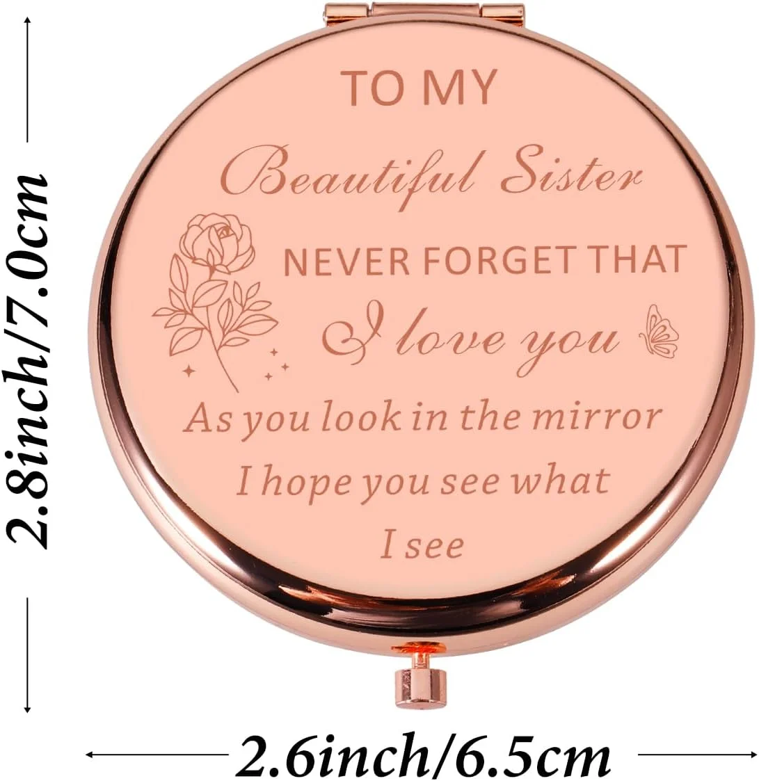 آینه جیبی Brevcrnr هدیه ای از طرف خواهرها، هدیه ای برای دختران، بهترین خواهر دنیا، هدیه تولد برای خواهر، هدیه ای خاص برای خواهر، هدیه ای برای دوستان، هدیه ای برای زنان و مادران، هدیه عید پاک