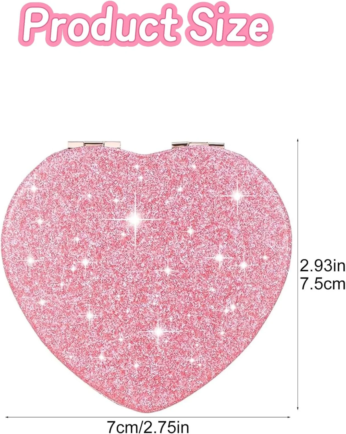 آینه جیبی جمع و جور قلبی شکل BinPhorm، آینه صورتی قابل حمل برای کیف دستی، آینه کوچک آرایشی با بزرگنمایی 1X/2X، آینه آرایشی مسافرتی زیبا برای زنان و دختران