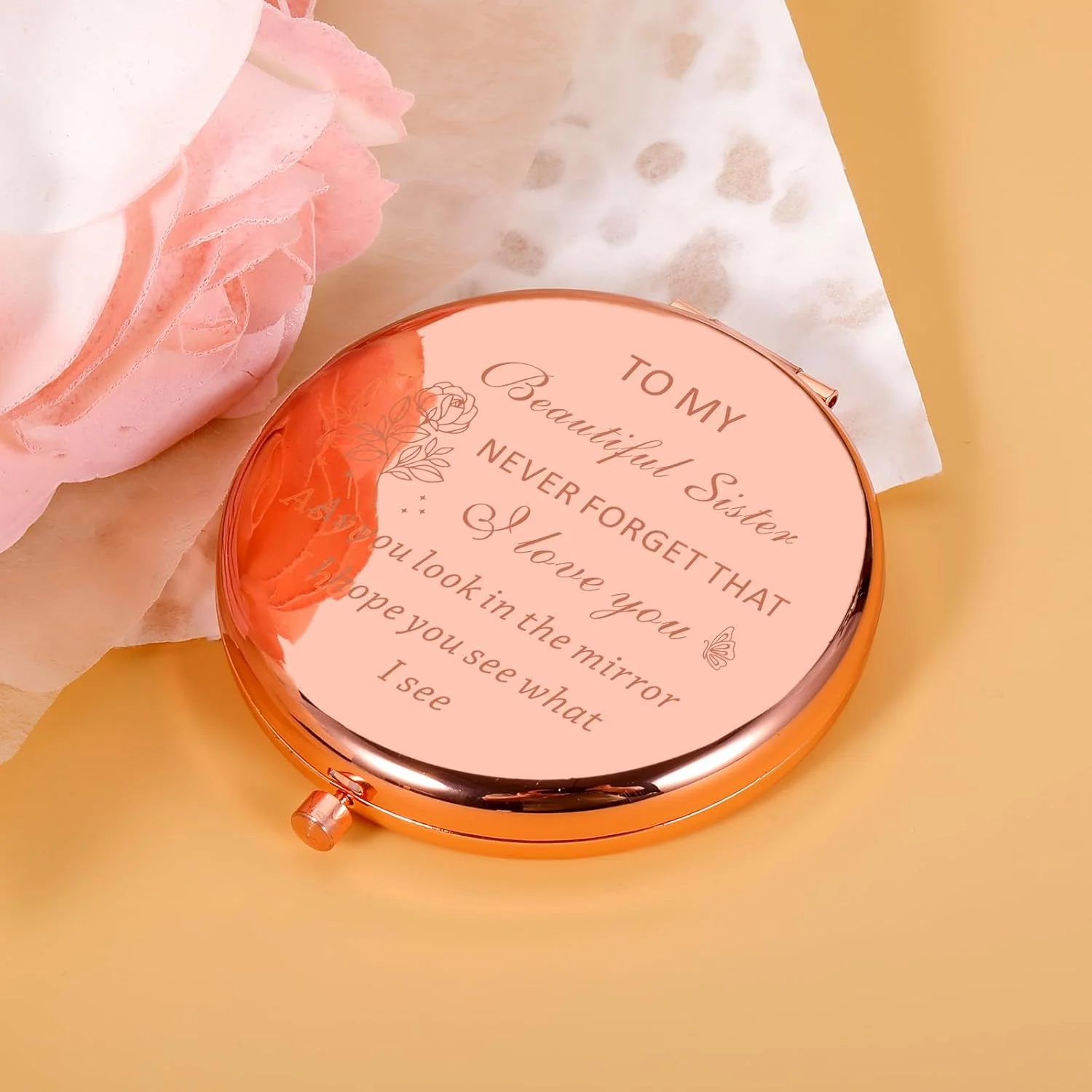 آینه جیبی Brevcrnr هدیه ای از طرف خواهرها، هدیه ای برای دختران، بهترین خواهر دنیا، هدیه تولد برای خواهر، هدیه ای خاص برای خواهر، هدیه ای برای دوستان، هدیه ای برای زنان و مادران، هدیه عید پاک