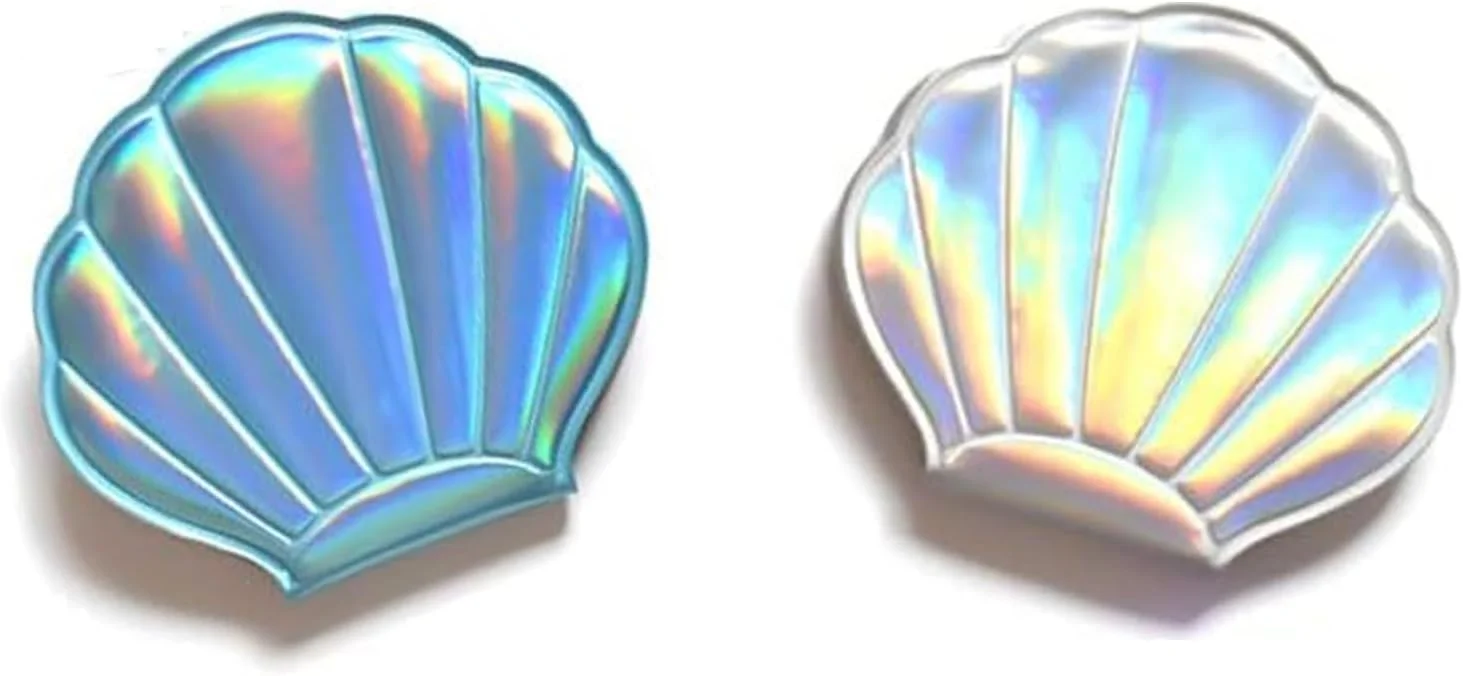 Beavorty آینه کوچک تاشو جمع و جور، آینه جیبی تاشو، طرح صدف دریایی، آینه آرایشی مسافرتی، آینه شخصی برای کیف دستی، 2 عدد