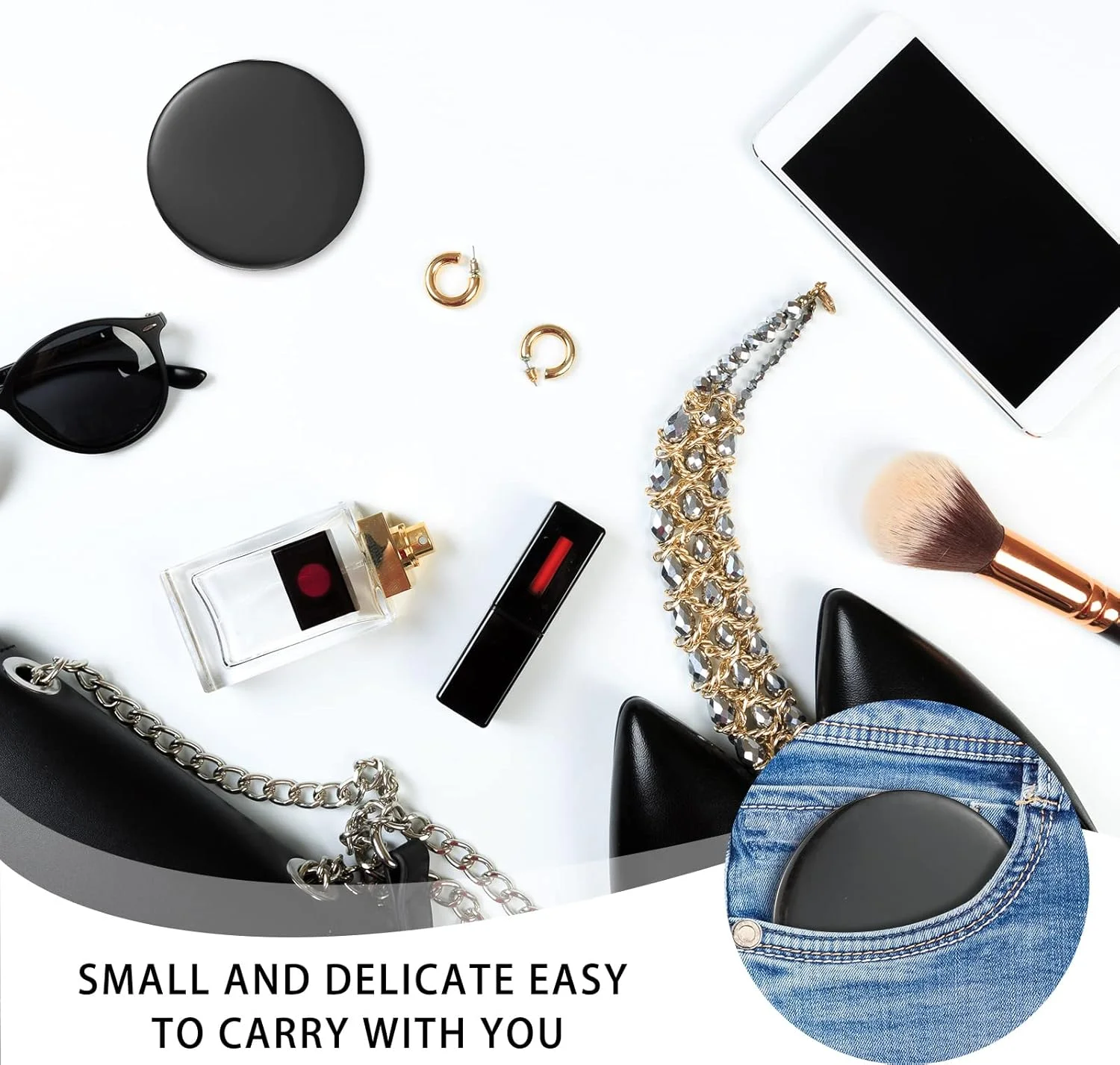 آینه آرایشی فشرده Blulu، بسته آینه های کوچک قابل حمل برای کیف دستی، آینه جیبی گرد کوچک، آینه شیشه ای آرایشی، آینه شخصی برای استفاده روزانه و مسافرت خانم ها، 2.76 اینچ (مشکی، 72 عدد) آینه آرایشی فشرده Blulu، بسته آینه های کوچک قابل حمل برای کیف دستی، آینه جیبی گرد کوچک، آینه شیشه ای آرایشی، آینه شخصی برای استفاده روزانه و مسافرت خانم ها، 2.76 اینچ (مشکی، 72 عدد)