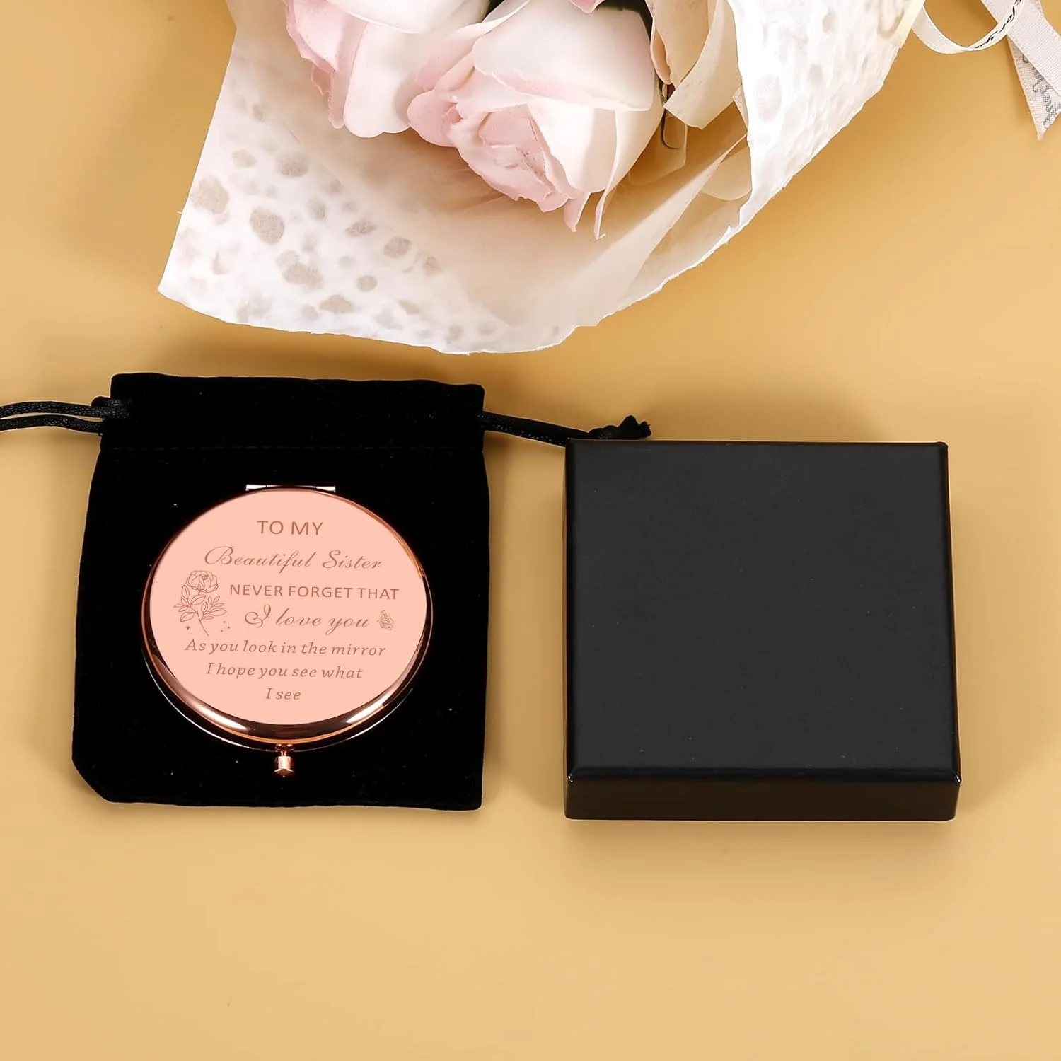 آینه جیبی Brevcrnr هدیه ای از طرف خواهرها، هدیه ای برای دختران، بهترین خواهر دنیا، هدیه تولد برای خواهر، هدیه ای خاص برای خواهر، هدیه ای برای دوستان، هدیه ای برای زنان و مادران، هدیه عید پاک
