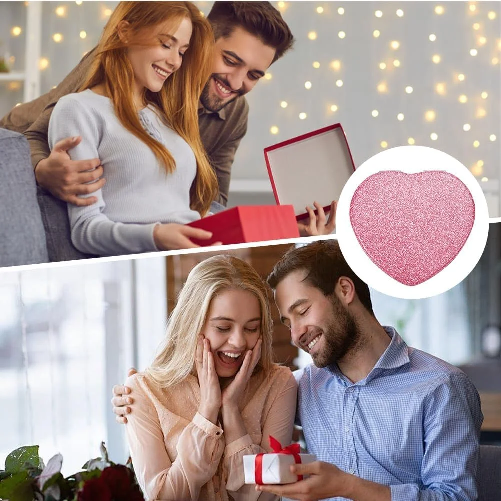 آینه جیبی جمع و جور قلبی شکل BinPhorm، آینه صورتی قابل حمل برای کیف دستی، آینه کوچک آرایشی با بزرگنمایی 1X/2X، آینه آرایشی مسافرتی زیبا برای زنان و دختران