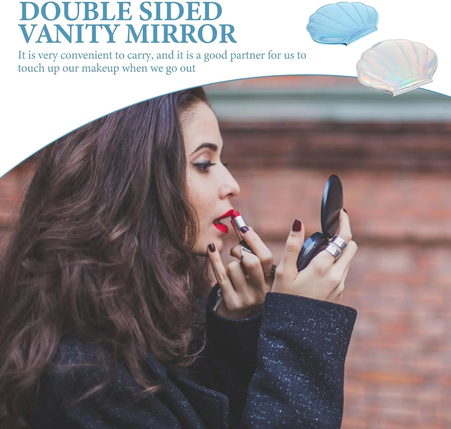 Beavorty آینه کوچک تاشو جمع و جور، آینه جیبی تاشو، طرح صدف دریایی، آینه آرایشی مسافرتی، آینه شخصی برای کیف دستی، 2 عدد Beavorty آینه کوچک تاشو جمع و جور، آینه جیبی تاشو، طرح صدف دریایی، آینه آرایشی مسافرتی، آینه شخصی برای کیف دستی، 2 عدد