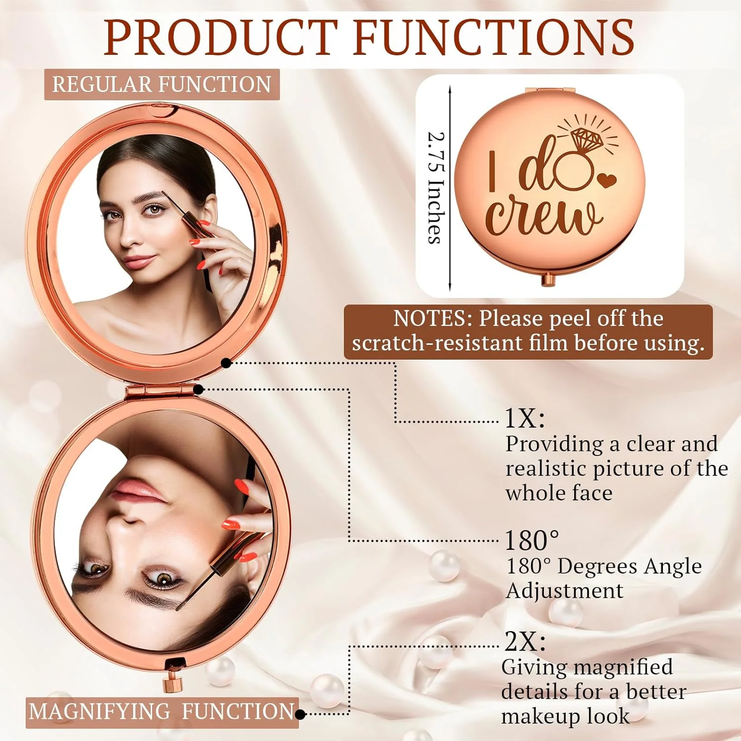 ست آینه آرایشی فشرده بریدات 8 عددی، هدیه ساقدوش عروس، آینه کوچک مسافرتی برای کیف پول، آینه جیبی آرایشی برای جشن مجردی، عروسی و جشن عروس ست آینه آرایشی فشرده بریدات 8 عددی، هدیه ساقدوش عروس، آینه کوچک مسافرتی برای کیف پول، آینه جیبی آرایشی برای جشن مجردی، عروسی و جشن عروس