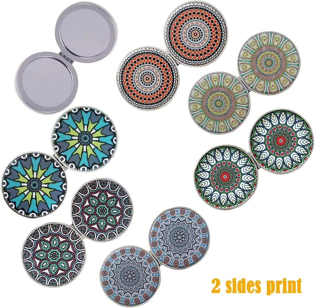 ست آینه جیبی کوچک Beaufy، آینه های تاشو قابل حمل با بزرگنمایی 1x/2x، بسته 6 عددی، مناسب کیف دستی، مسافرت، زنان، دختران و مردان