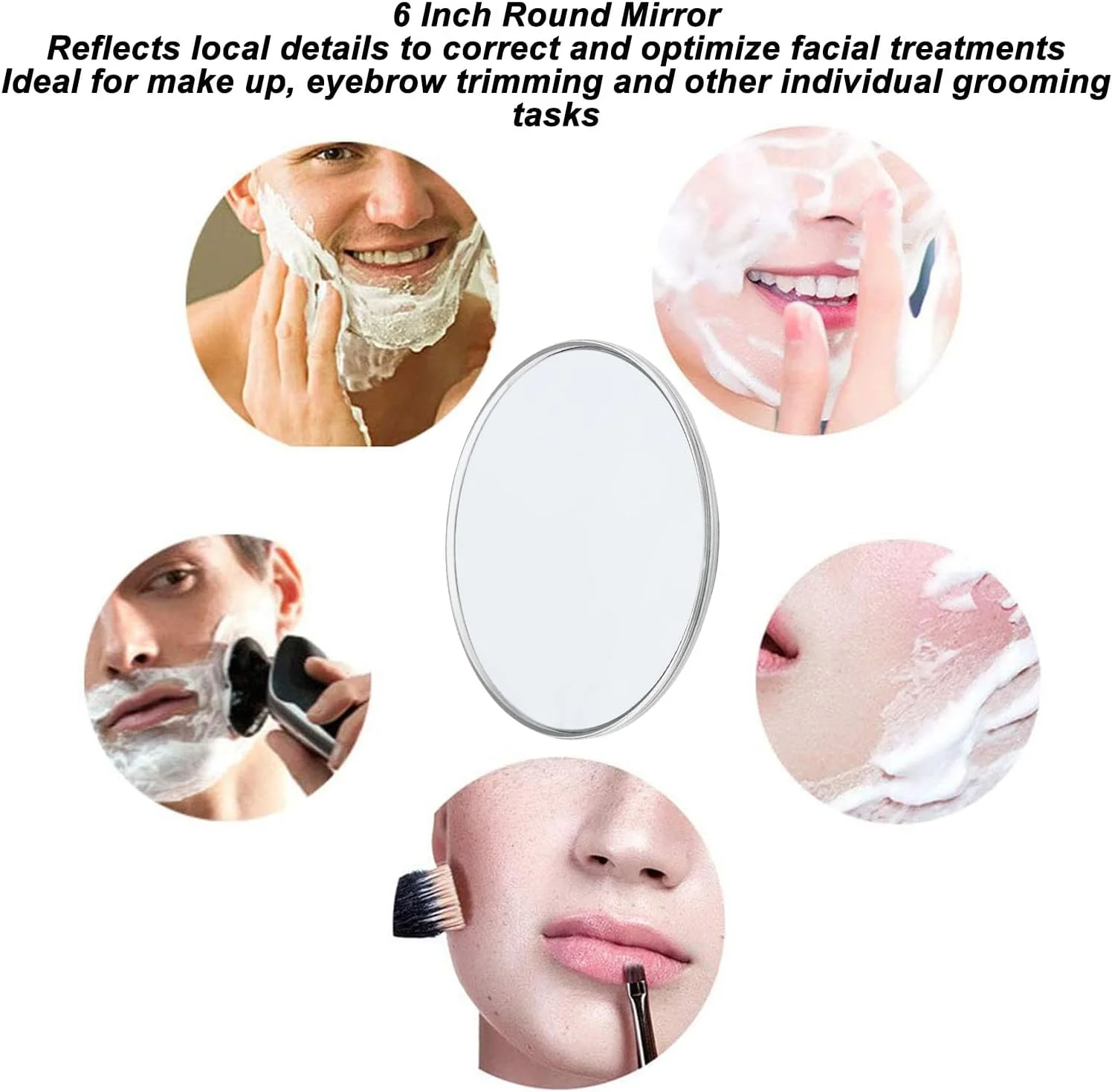 آینه بزرگنمایی 30 برابر Banapoy، گرد 6 اینچی، نقره ای، قابل نصب روی دیوار یا دستی، آینه مسافرتی، آینه های جمع و جور و مسافرتی، قاب نقره ای، 15cm x 15cm، زیبایی