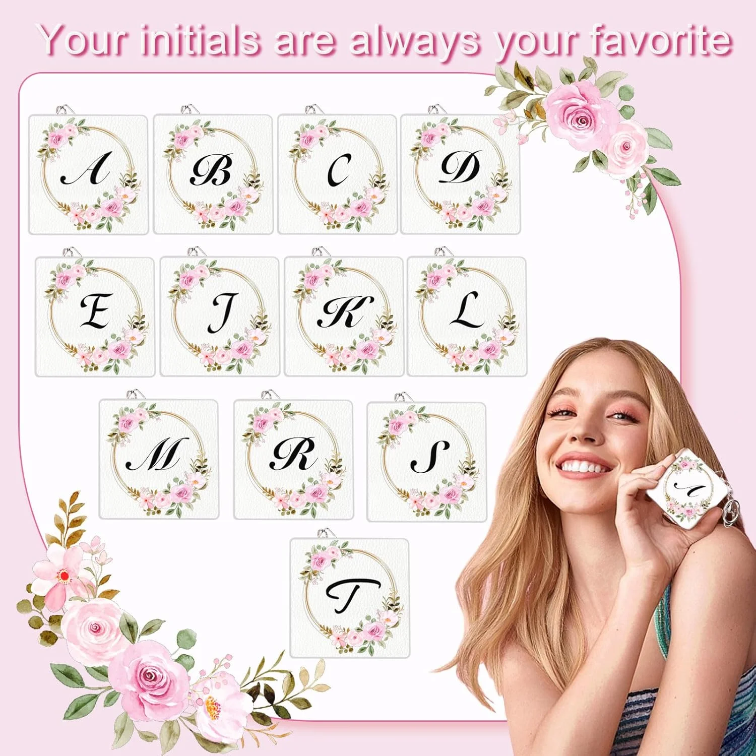 آینه آرایشی جیبی فشرده شخصی‌سازی شده BAOSIWA، آینه مسافرتی با بزرگنمایی 1X/2X به همراه جاکلیدی، مناسب برای هدیه روز ولنتاین، دختران نوجوان و خانم‌ها