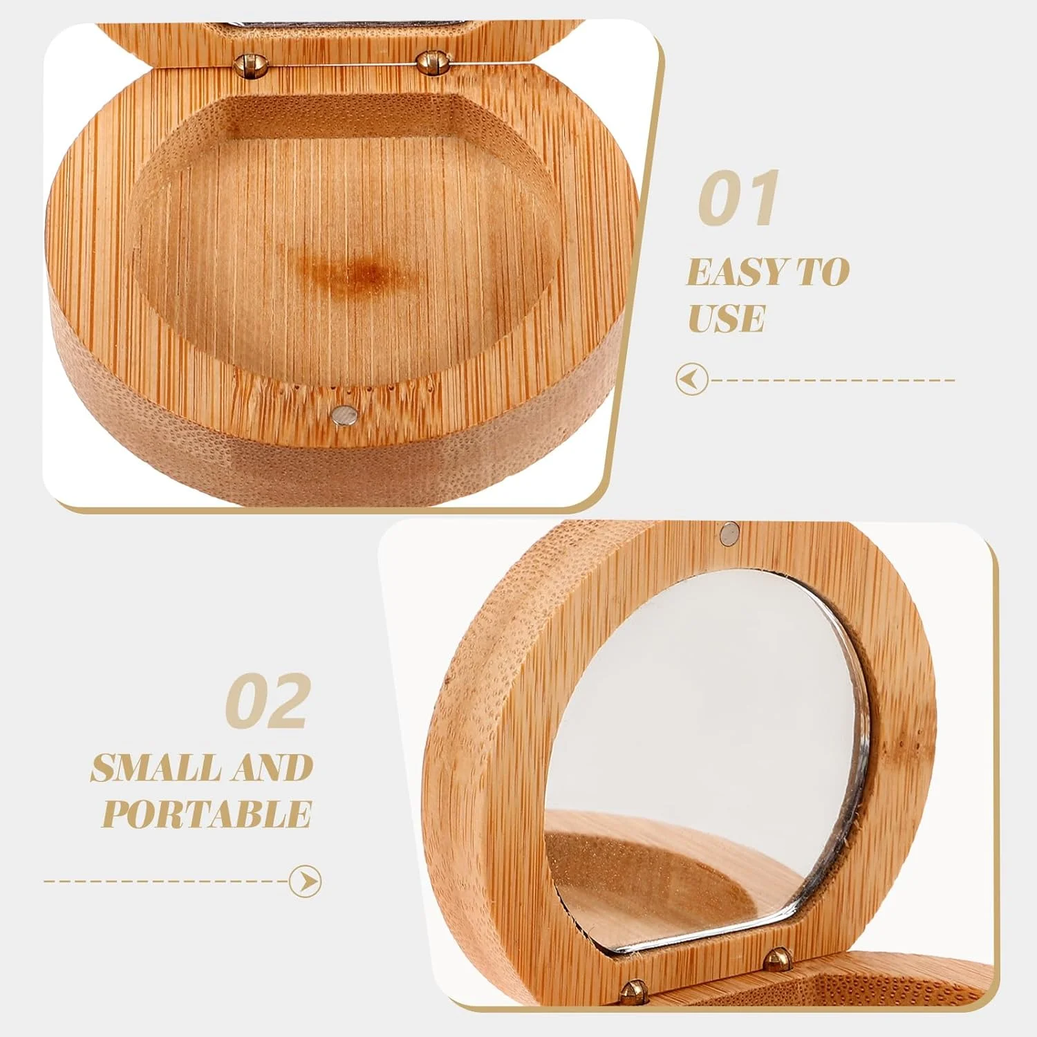 آینه آرایشی چوبی Baluue، آینه کوچک قابل حمل، آینه جیبی آرایشی، آینه مسافرتی برای آرایش بانوان و دختران، مناسب کیف دستی آینه آرایشی چوبی Baluue، آینه کوچک قابل حمل، آینه جیبی آرایشی، آینه مسافرتی برای آرایش بانوان و دختران، مناسب کیف دستی