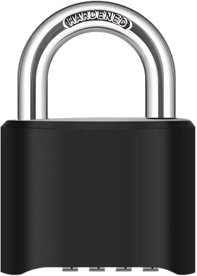 MAKINGTEC 4 Digit Heavy Duty Combination Lock Outdoor Waterproof Padlock 1.3 Inch Shackle for Gate, Fence,Toolbox, Case, Hasp Storage, Gym Locker, Sports Locker, School Locker (Black)