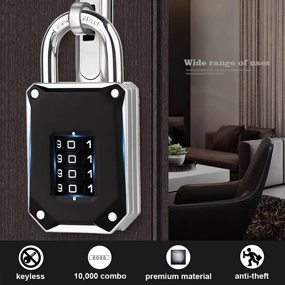 قفل رمزی MAKINGTEC برای کمد باشگاه، قفل ترکیبی 4 رقمی، قفل های شماره ای سنگین با اعداد بزرگ سفید و پوشش محافظ تنظیم مجدد، برای کمدهای مدرسه، جعبه ابزار، کابینت و غیره (بسته 2 عددی)