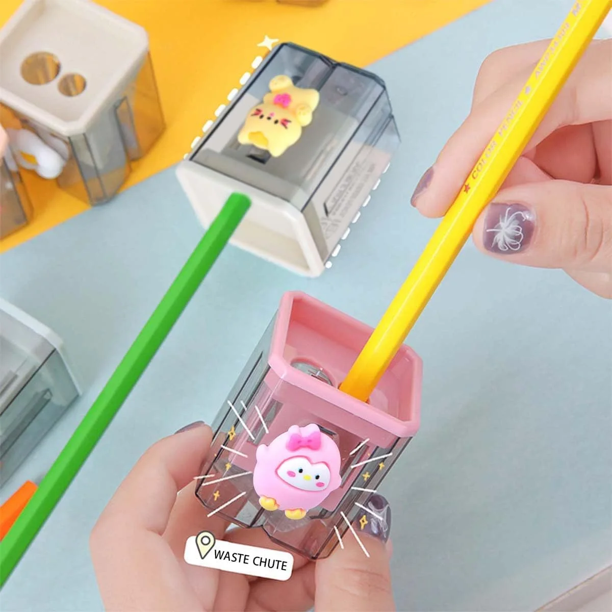 دو عدد تراش مداد، تراش خط لب، مداد تراشیده شده، مداد کودکانه، لوازم اداری، لوازم مدرسه، هدایای هالووین مدرسه، هدایای کریسمس (شیائوبای) (سگ کوچک)