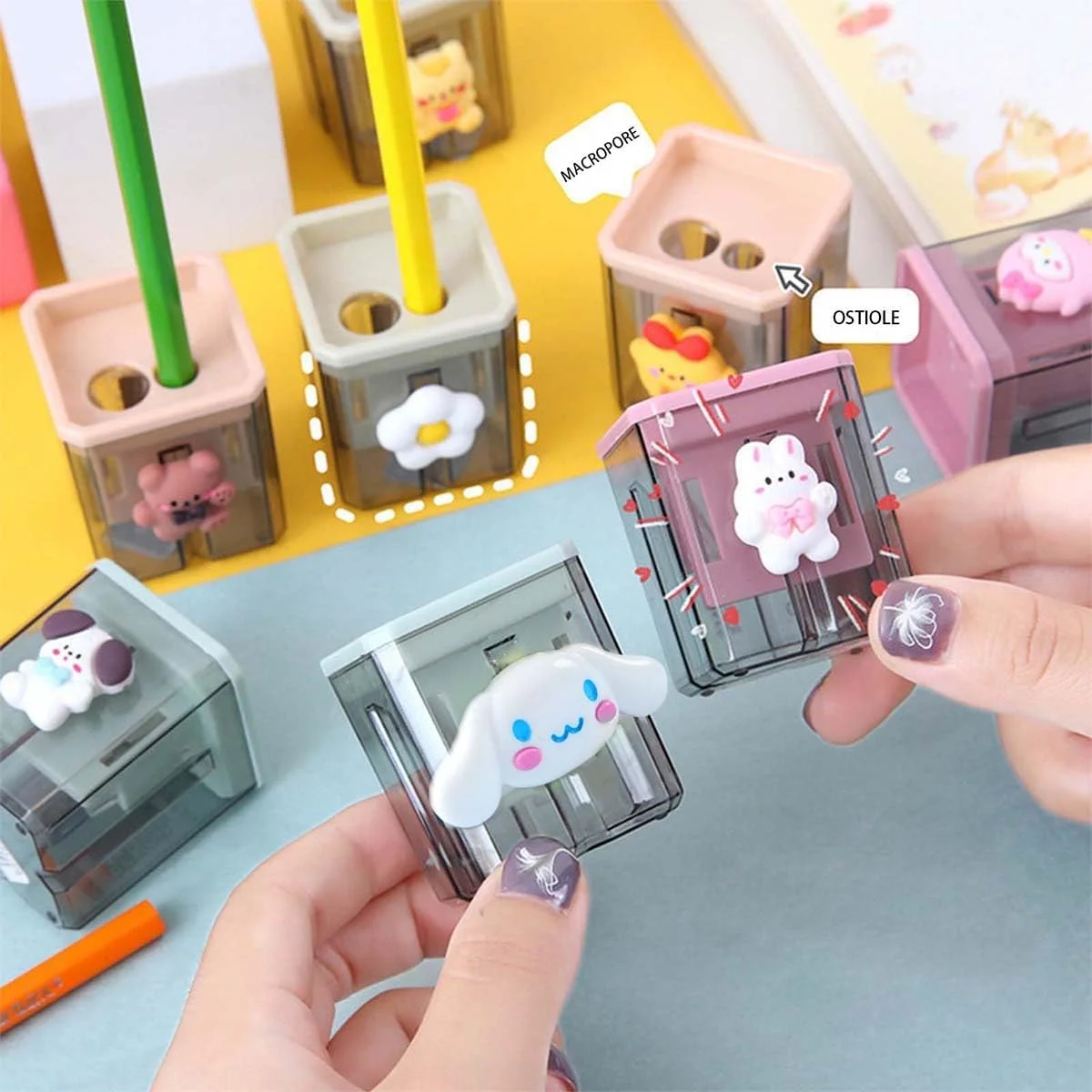 دو عدد تراش مداد، تراش خط لب، مداد تراشیده شده، مداد کودکانه، لوازم اداری، لوازم مدرسه، هدایای هالووین مدرسه، هدایای کریسمس (شیائوبای) (سگ کوچک)